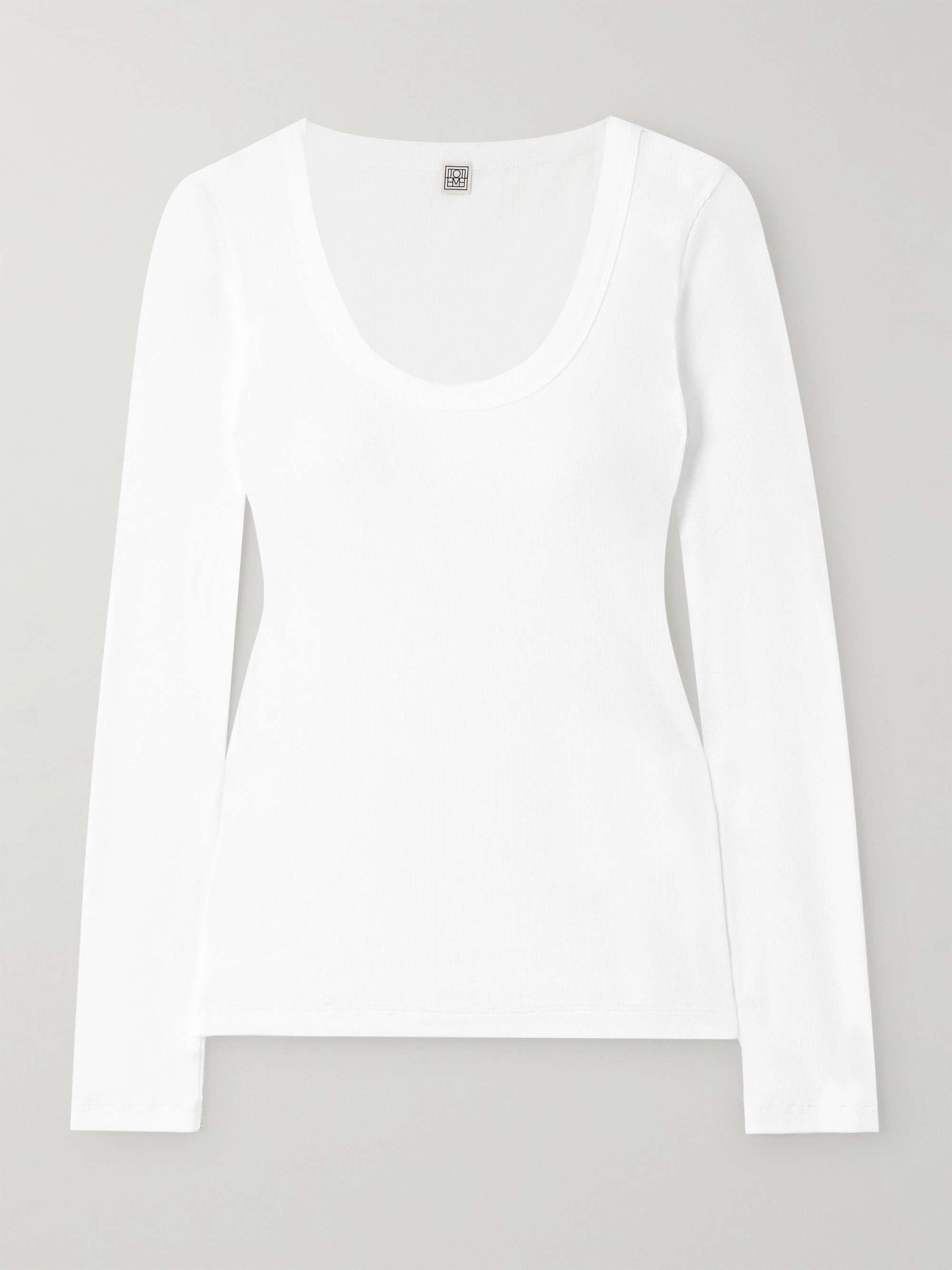 Ribbed organic cotton-blend jersey top view