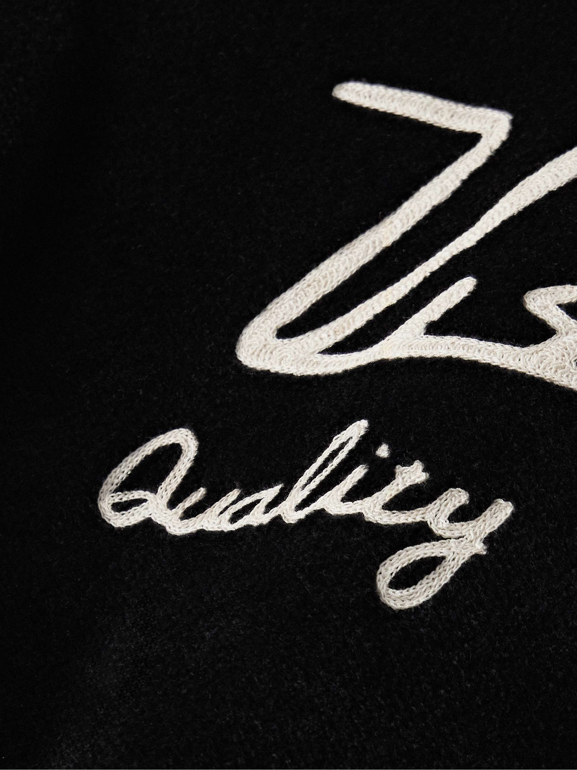Reversible Embroidered Wool-Fleece and Silk-Satin Bomber Jacket view