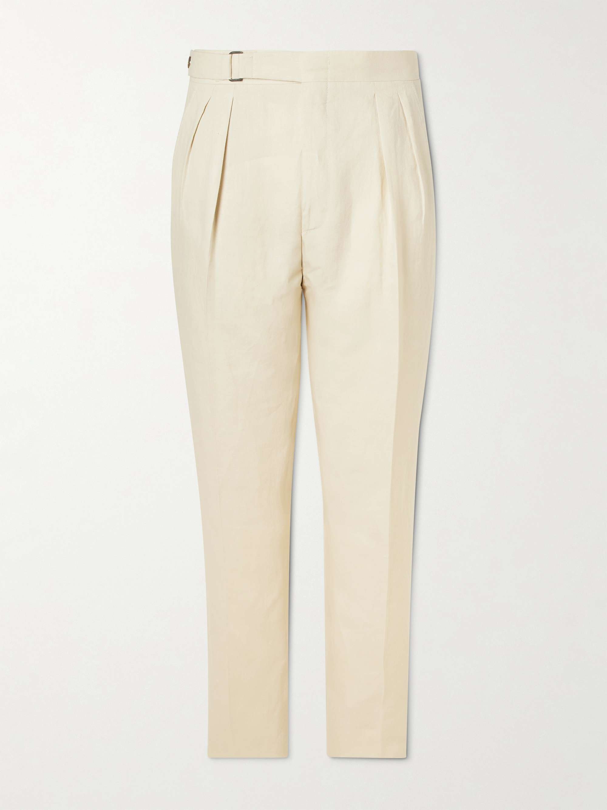 Tapered Pleated Linen Trousers view