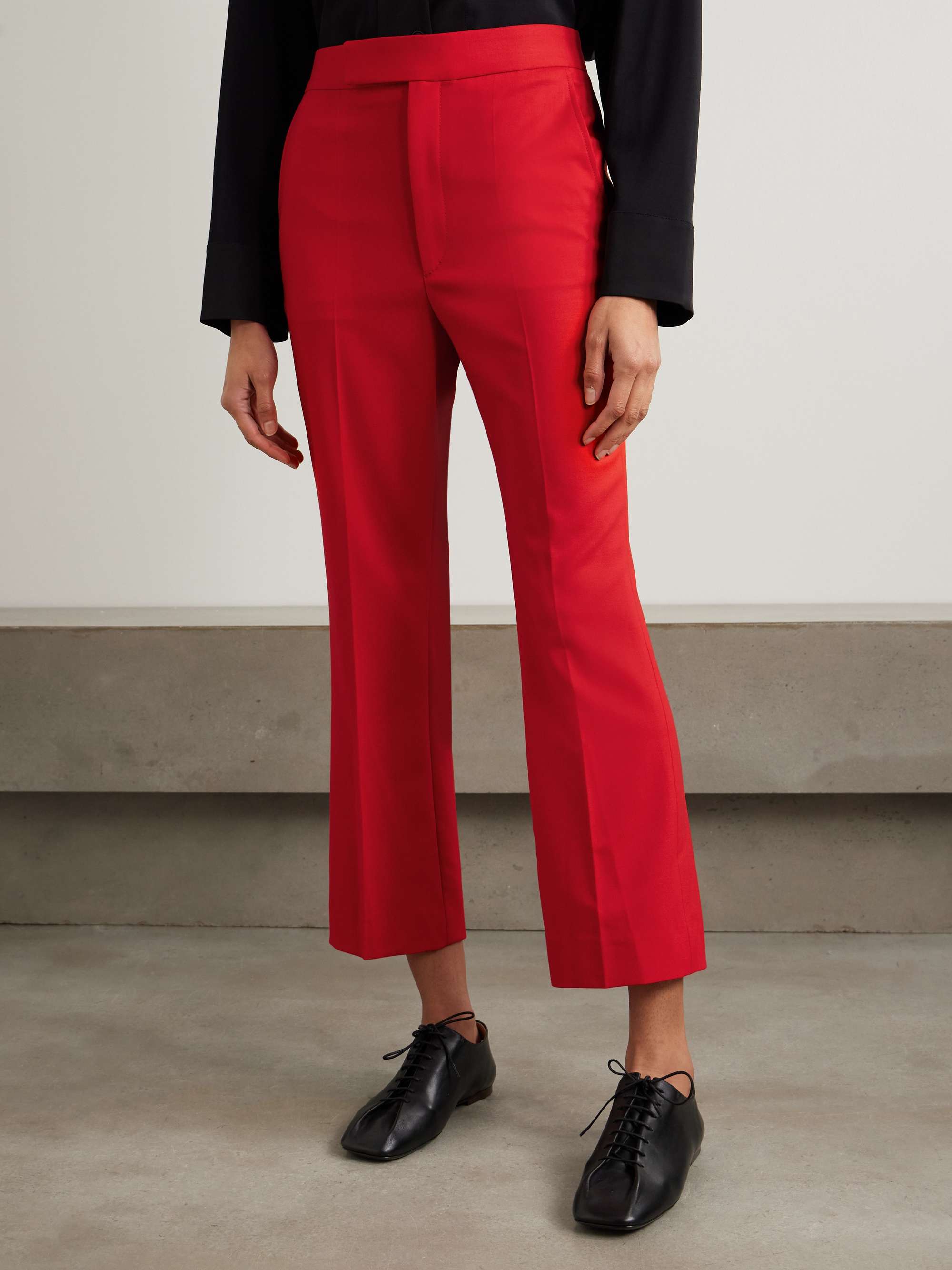Cropped wool-blend crepe flared pants view