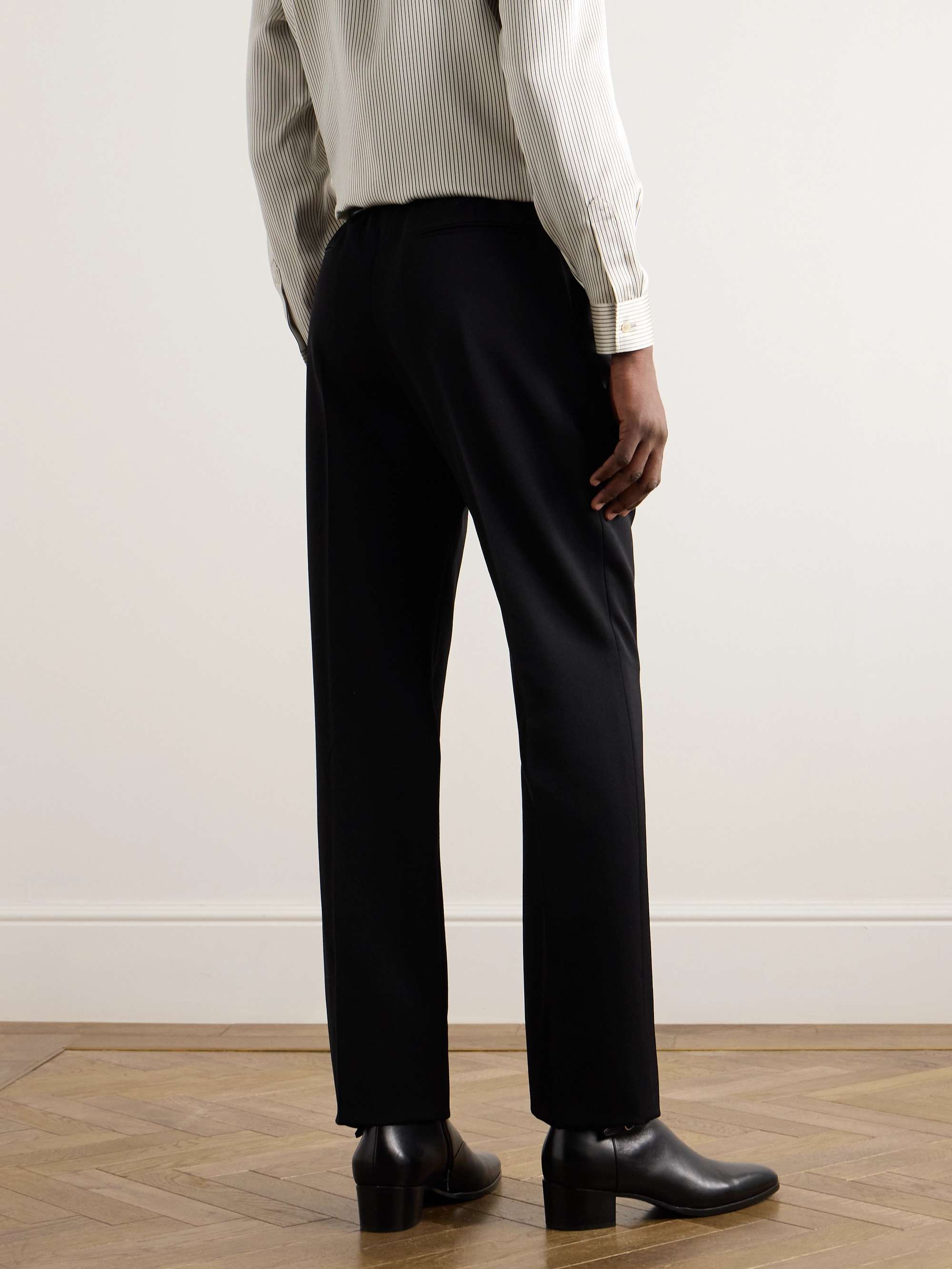 Wide-Leg Pleated Grain de Poudre Wool Trousers view