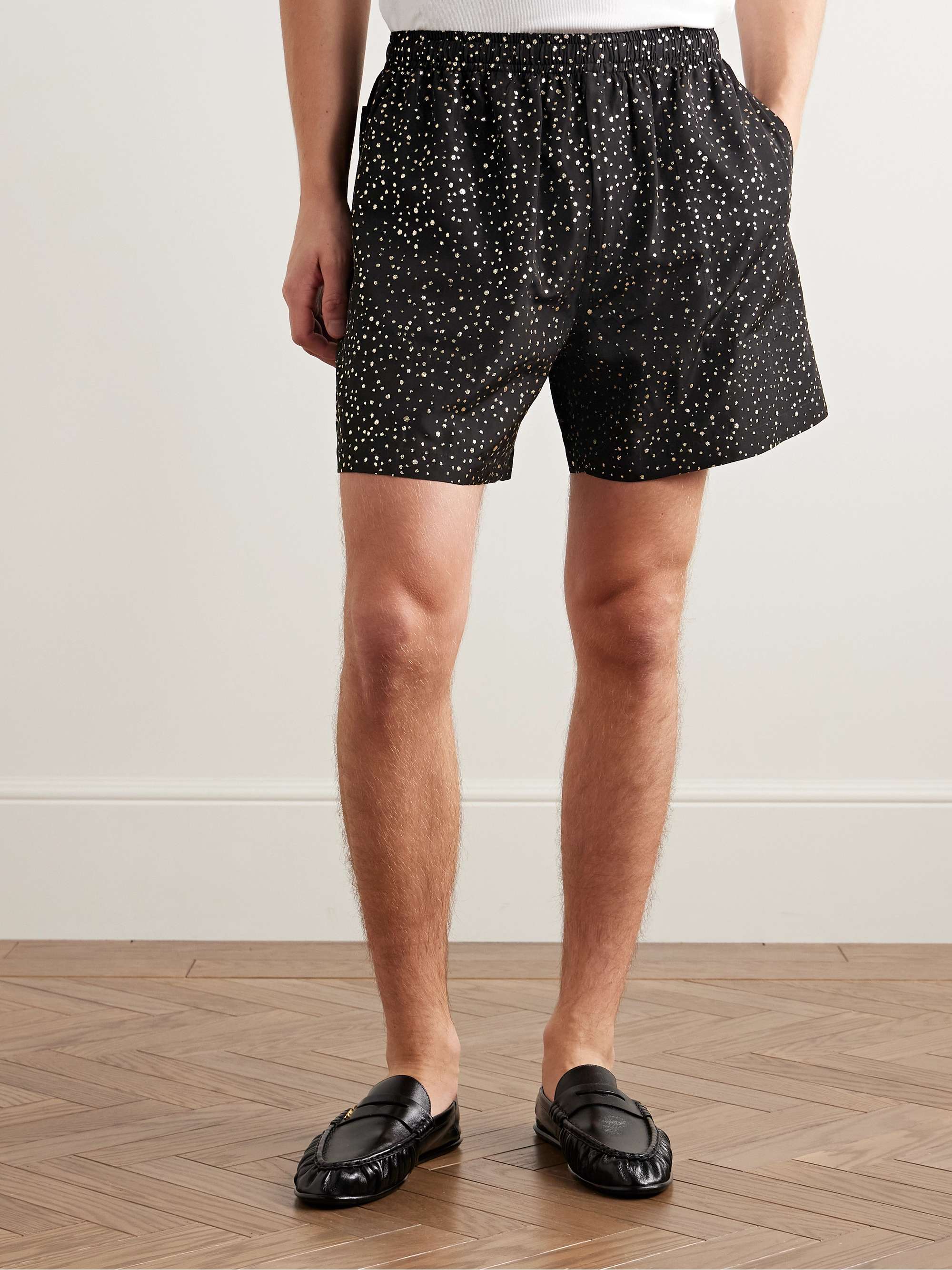 Straight-Leg Glittered Polka-Dot Faille Shorts view