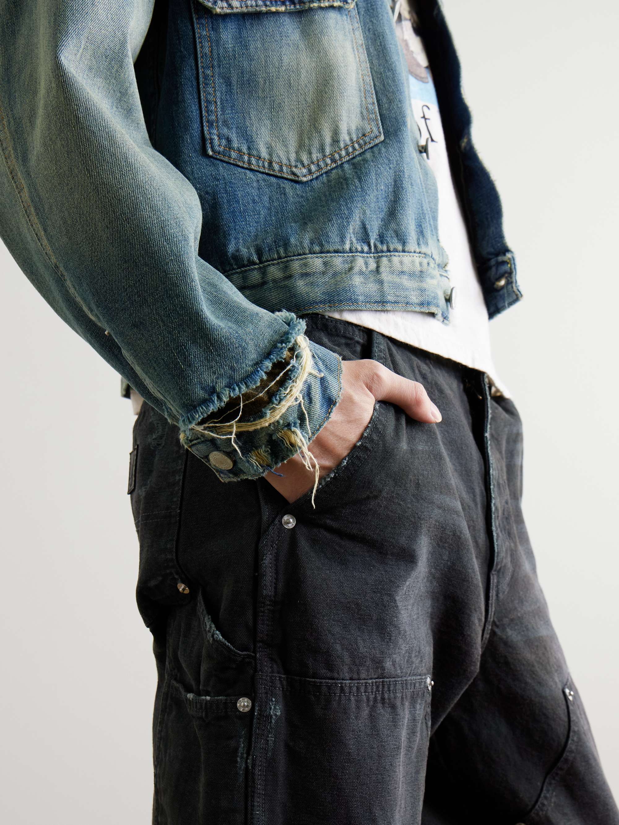 Distressed Panelled Denim Jacket view