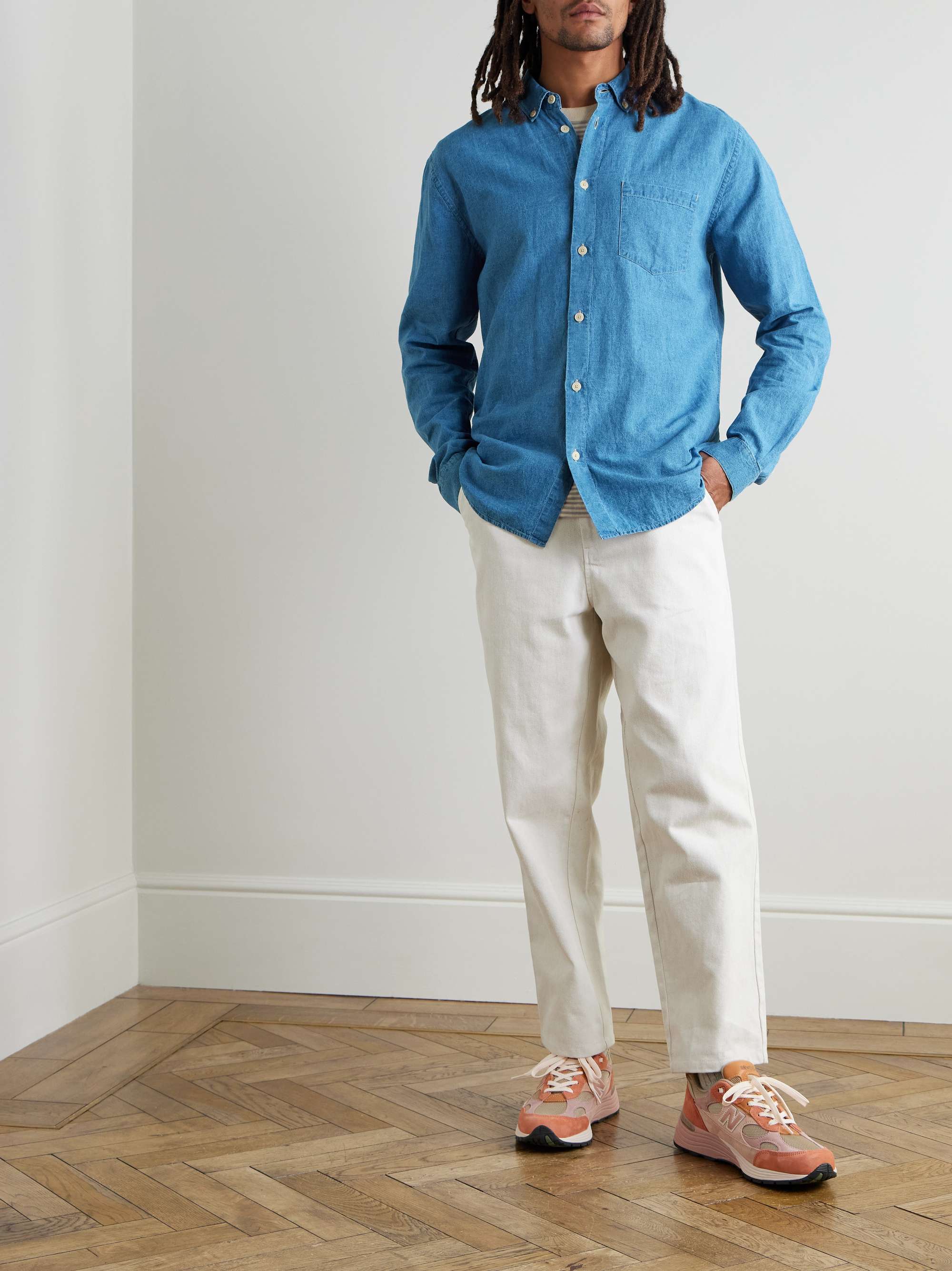 Anniversary Button-Down Collar Linen and Cotton-Blend Chambray Shirt view