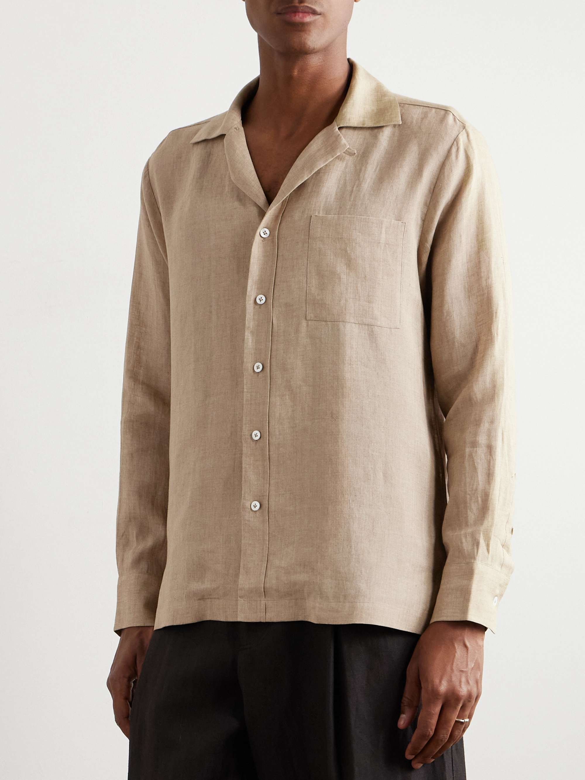 Paul Convertible-Collar Linen Shirt view
