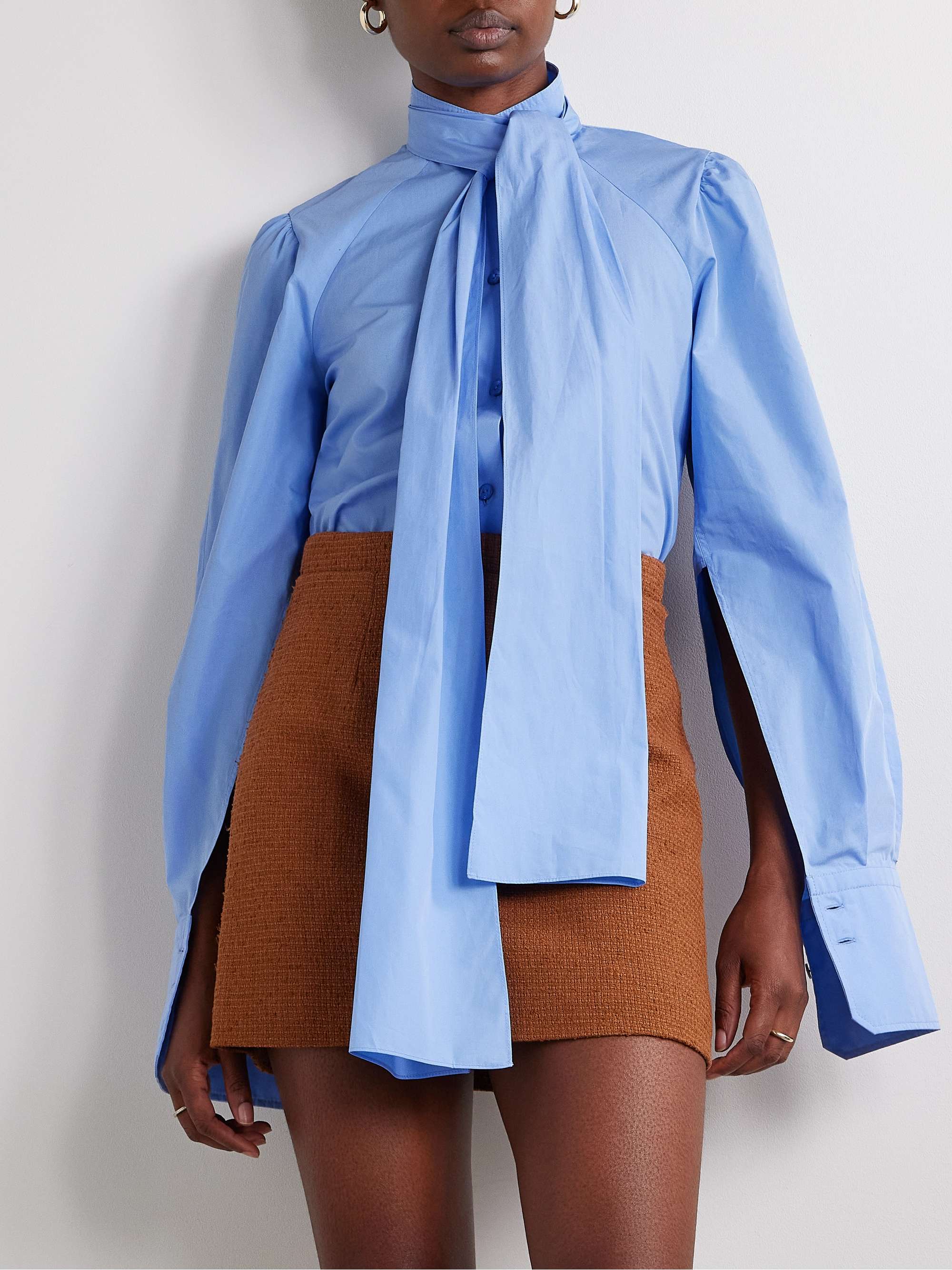 Pussy-bow cotton-poplin shirt view