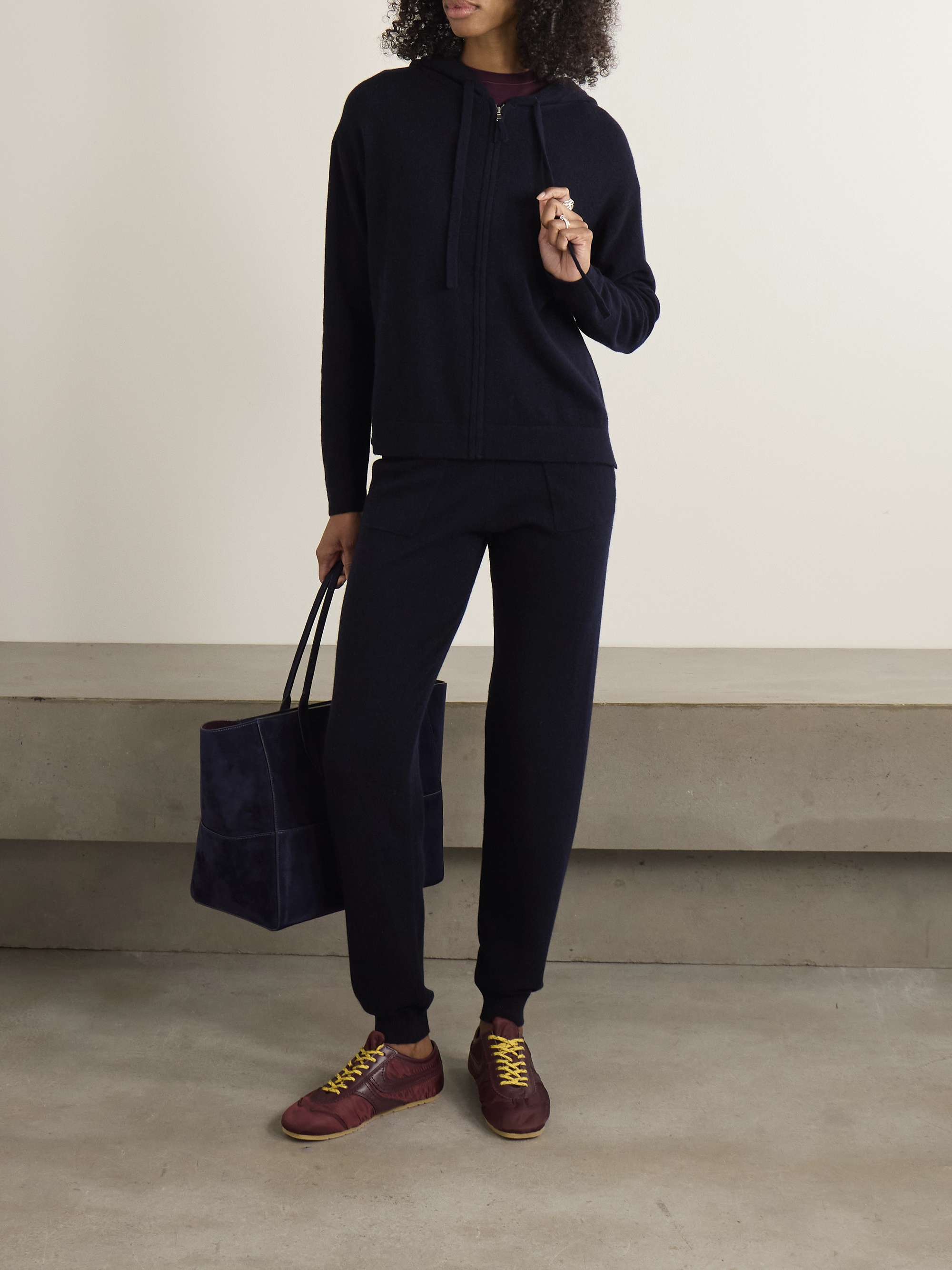 Wool and cashmere-blend tapered track pants view
