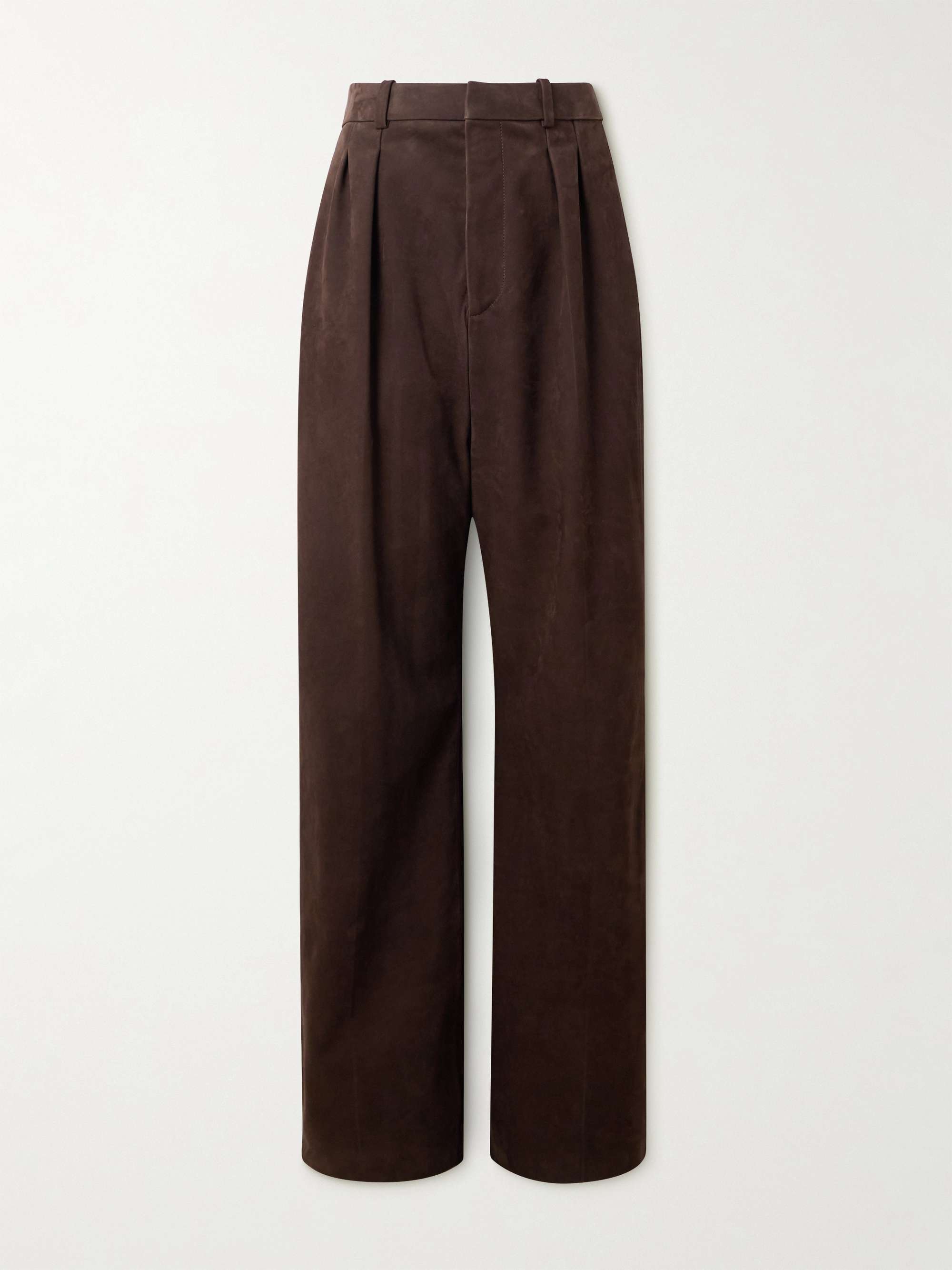 Wide-Leg Pleated Nubuck Trousers view
