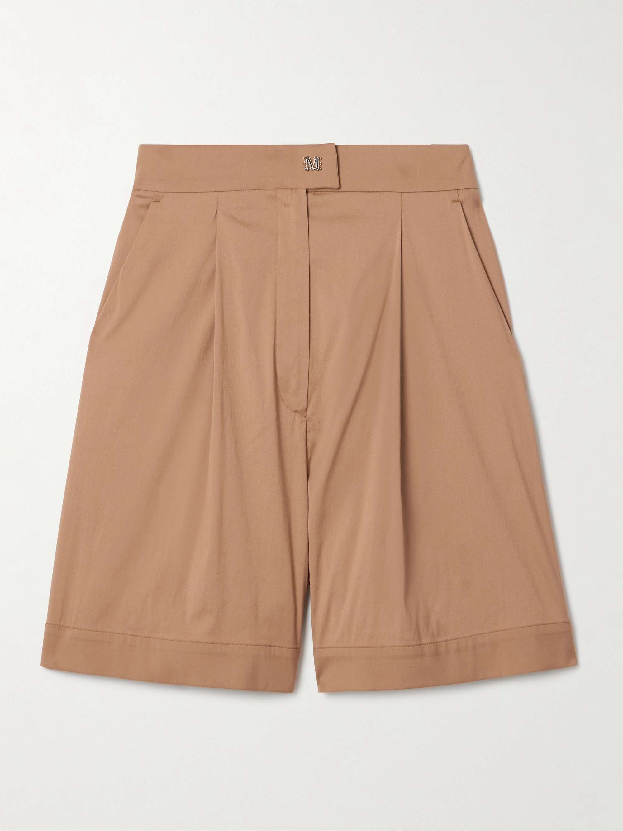 Sultano pleated cotton-blend poplin shorts view