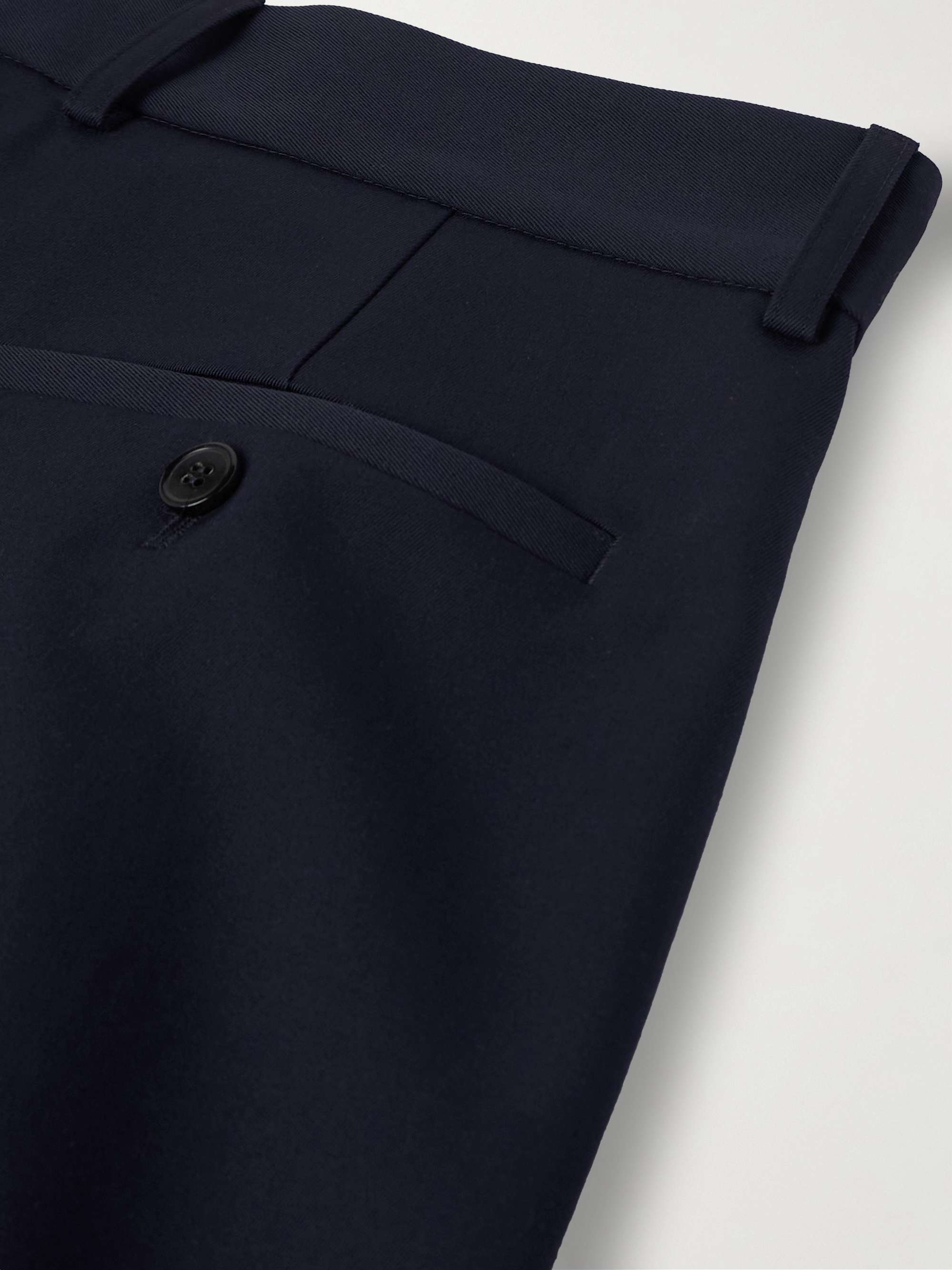 Wide-Leg Pleated Wool-Twill Cargo Trousers view