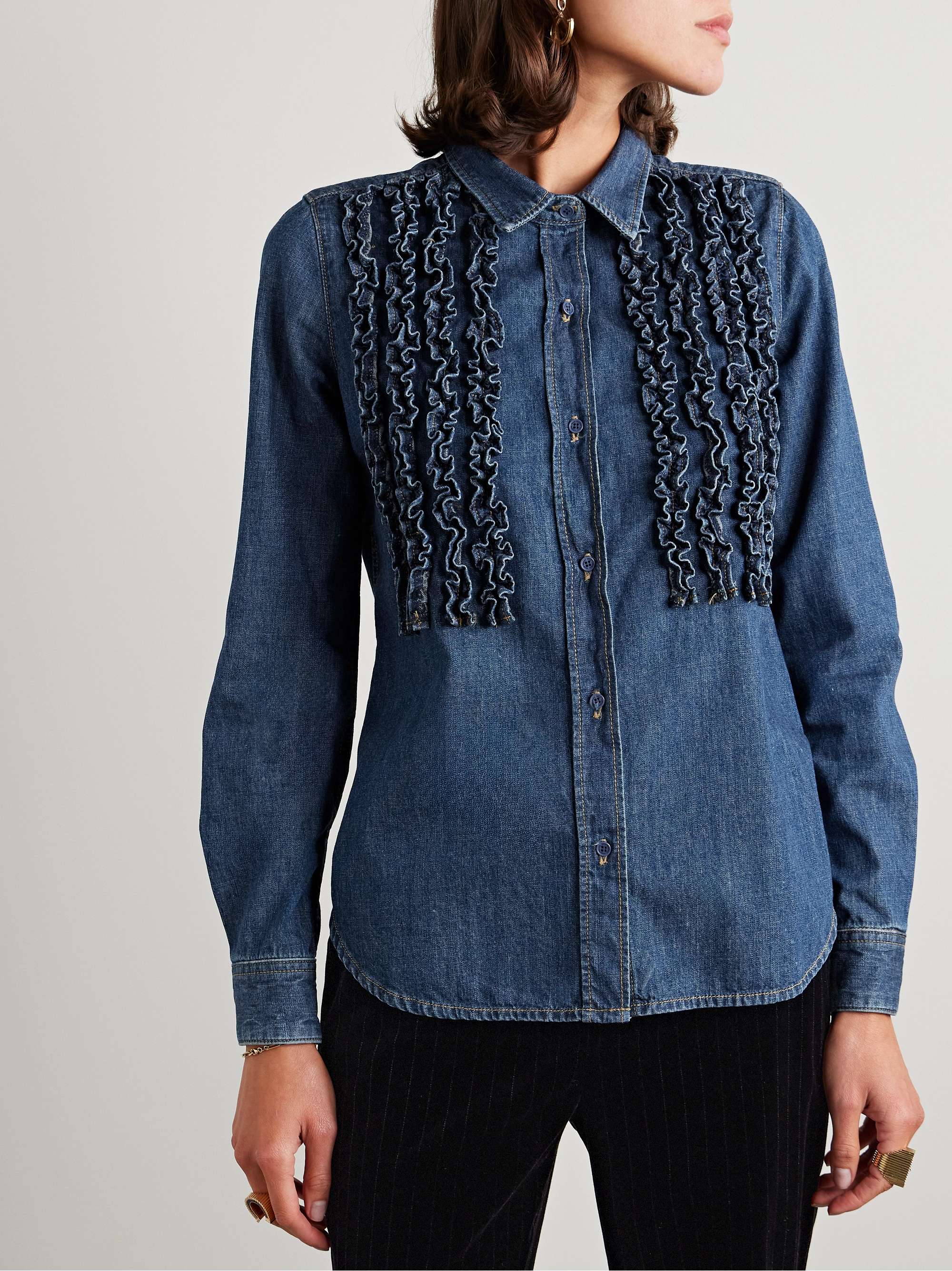 Lexa ruffled denim shirt view