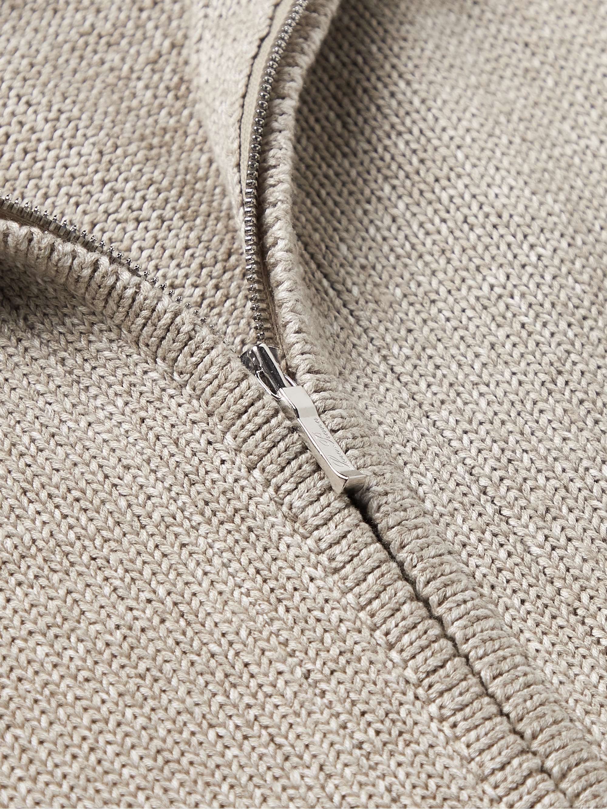 Silk and Linen-Blend Zip-Up Cardigan view