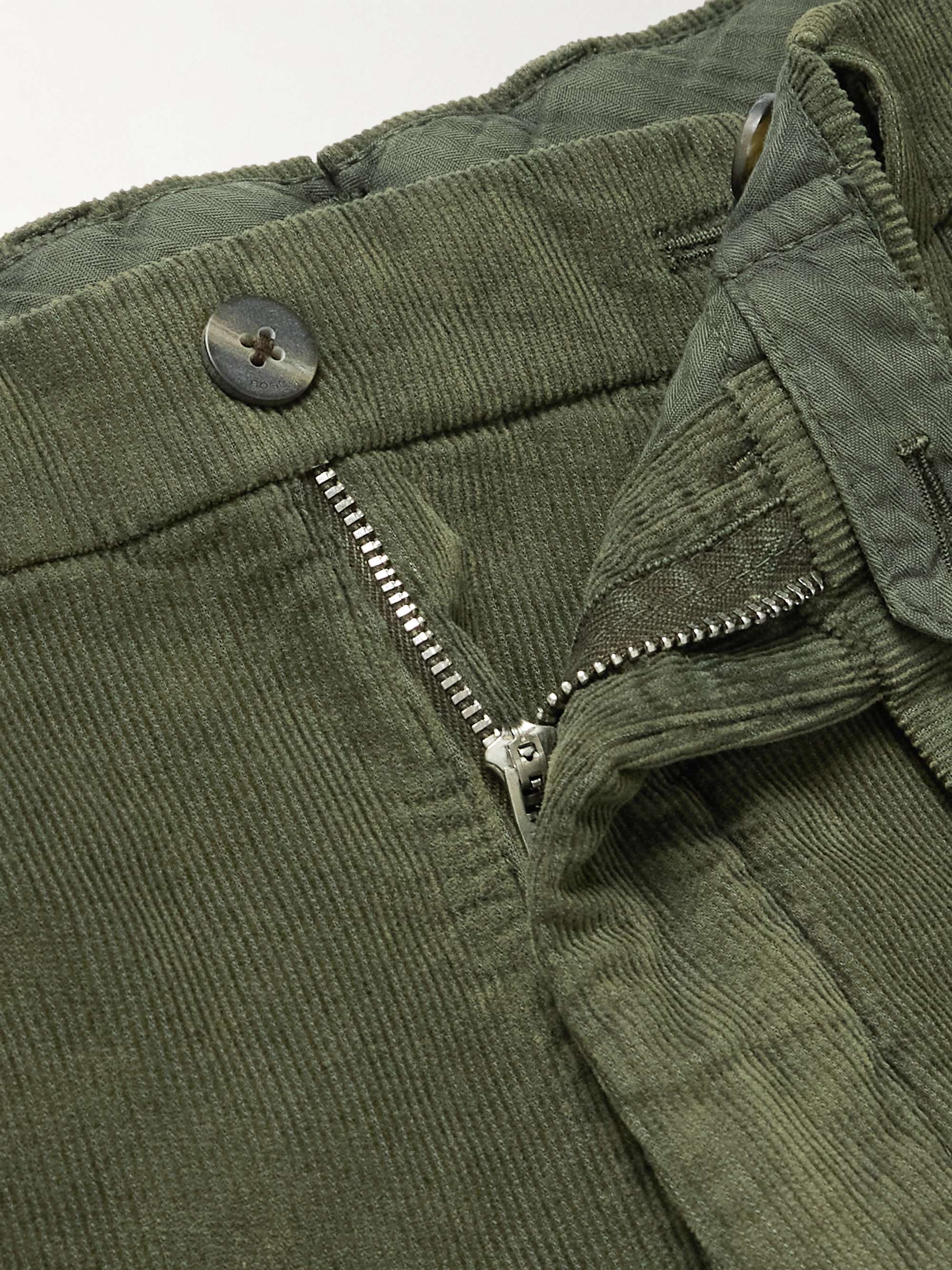 Slim-Fit Pleated Garment-Dyed Cotton-Blend Corduroy Suit Trousers view