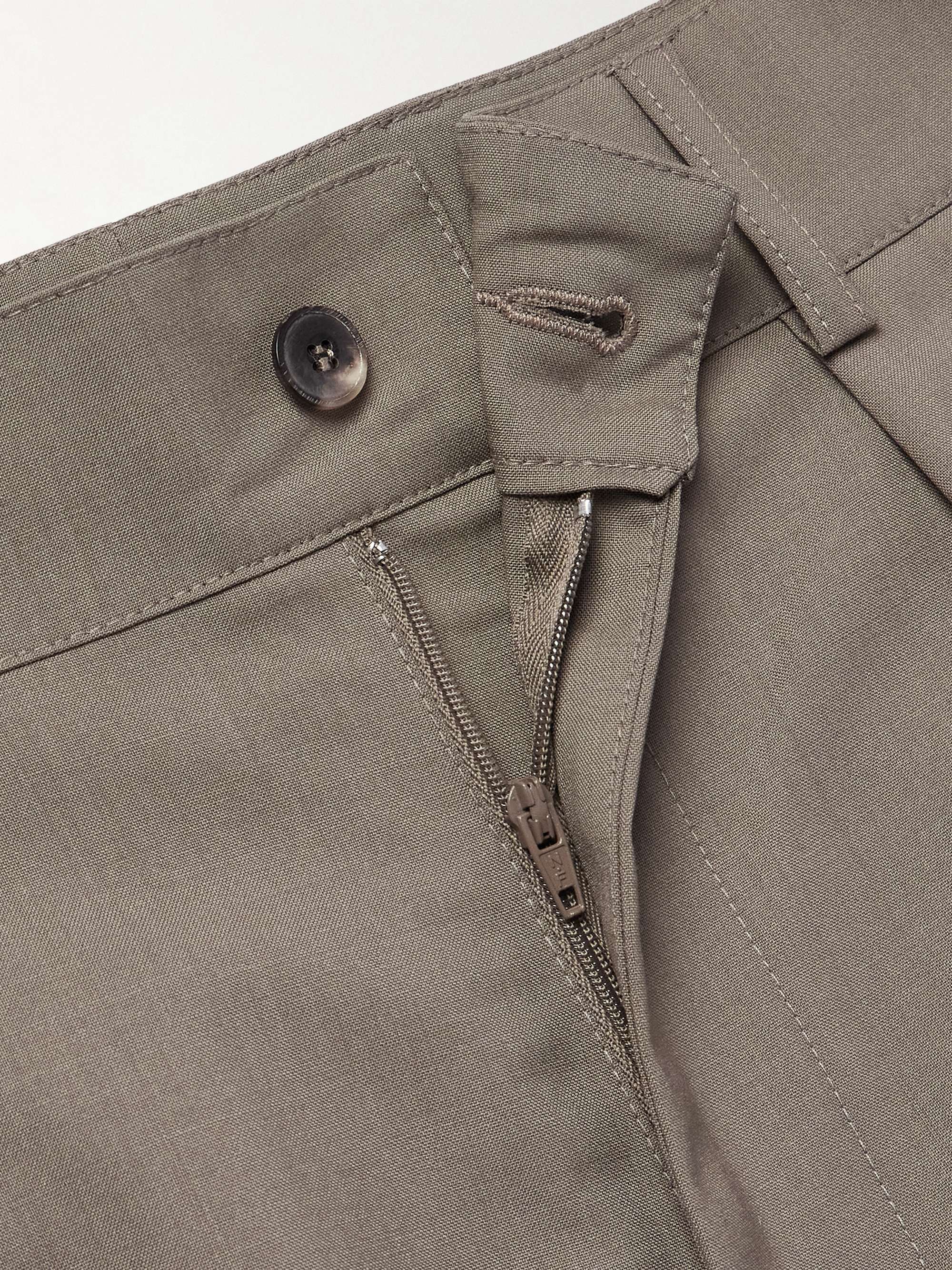Straight-Leg Pleated Wool Shorts view