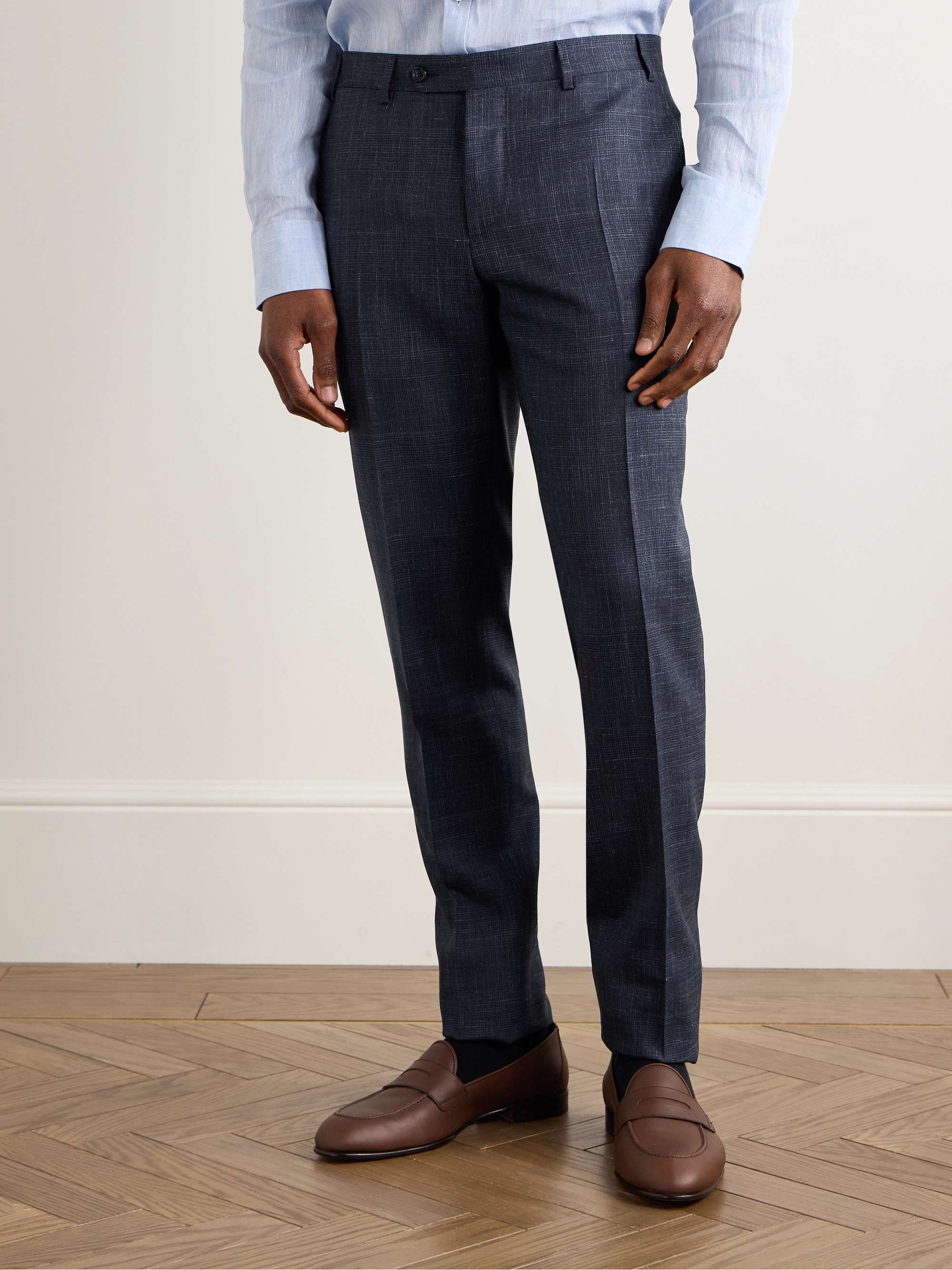 Slim-Fit Wool, Silk and Linen-Blend Suit Trousers view