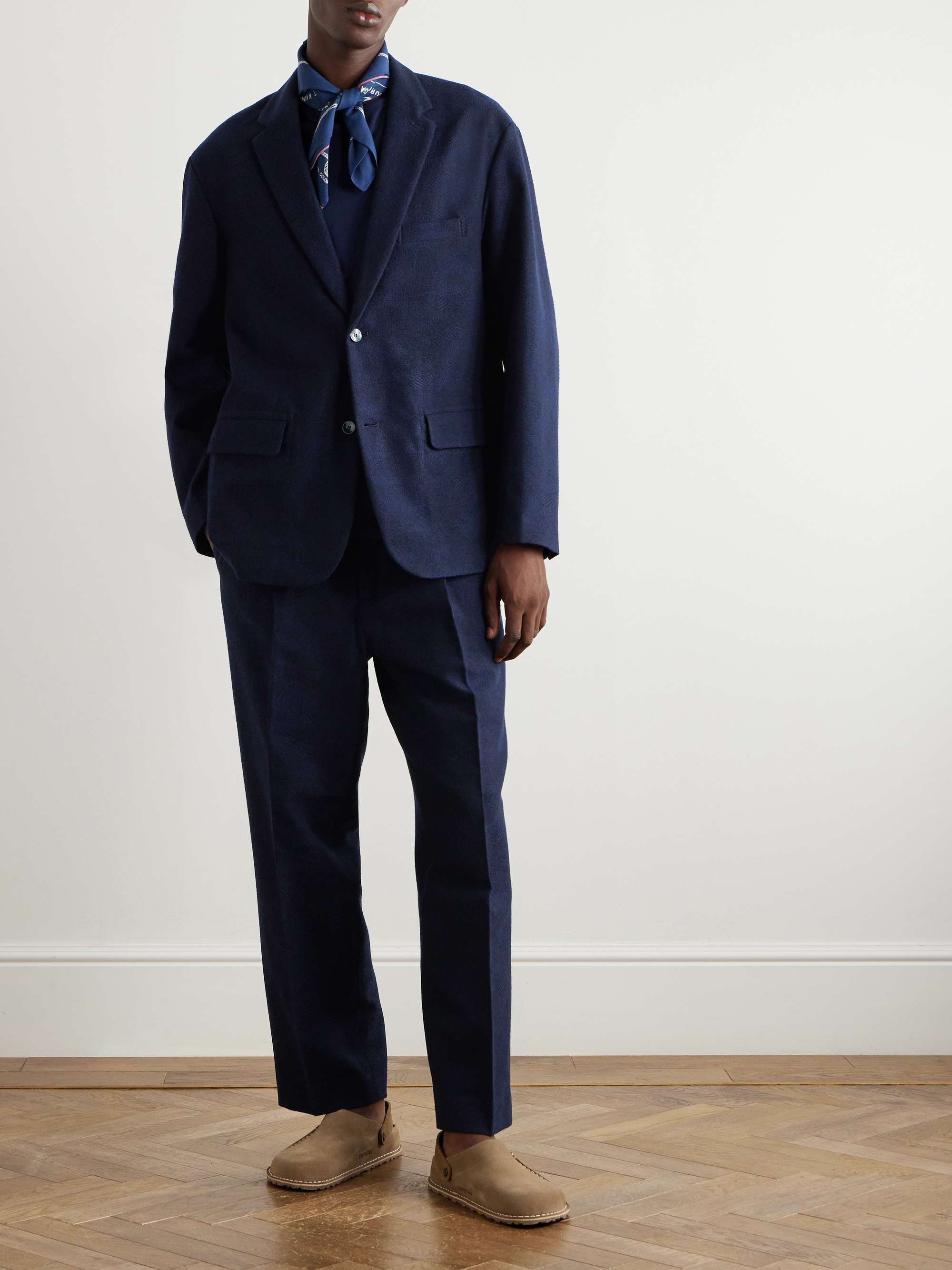 Cotton and Wool-Blend Jacquard Suit Jacket view