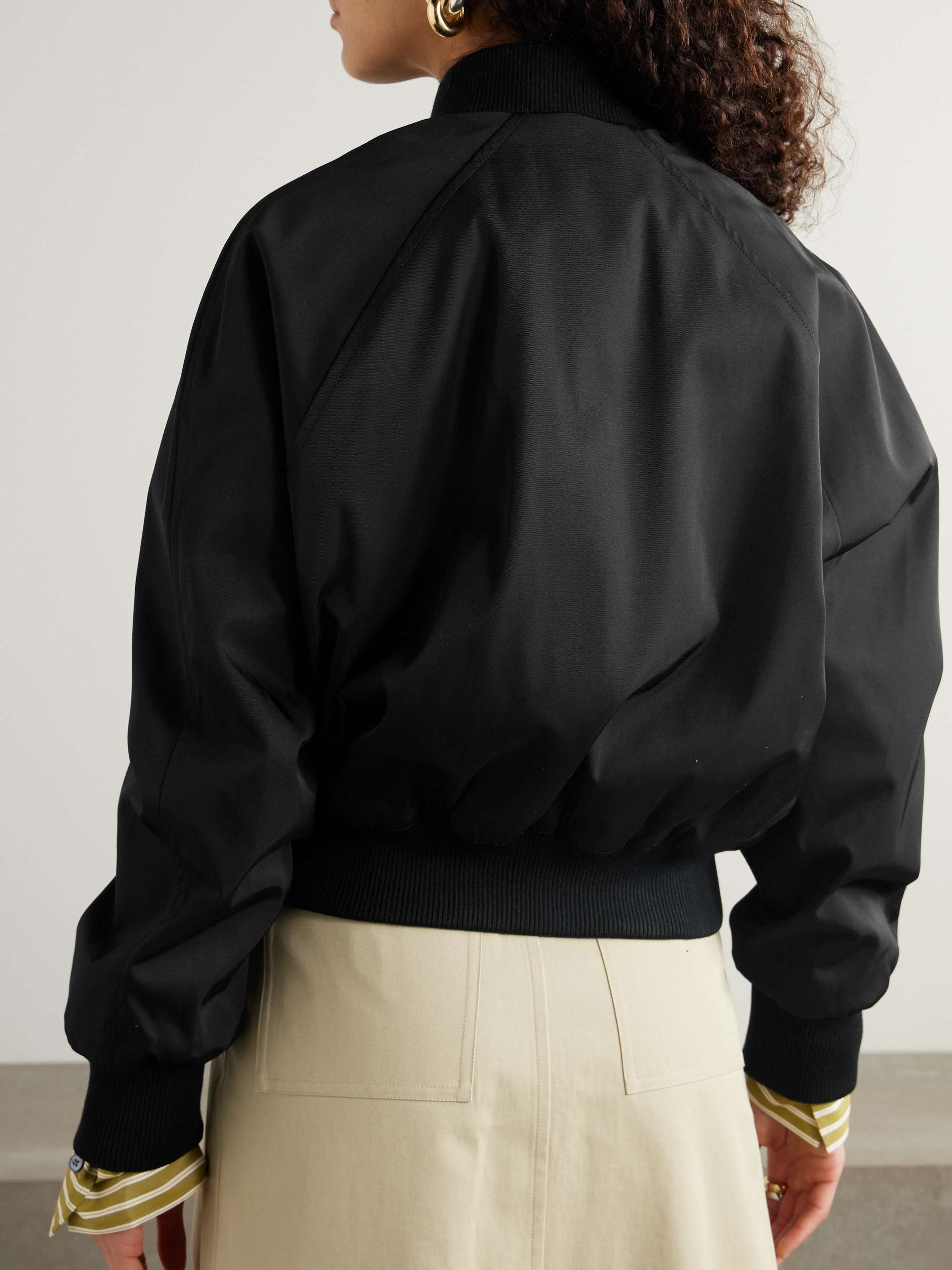 Embellished twill bomber jacket view