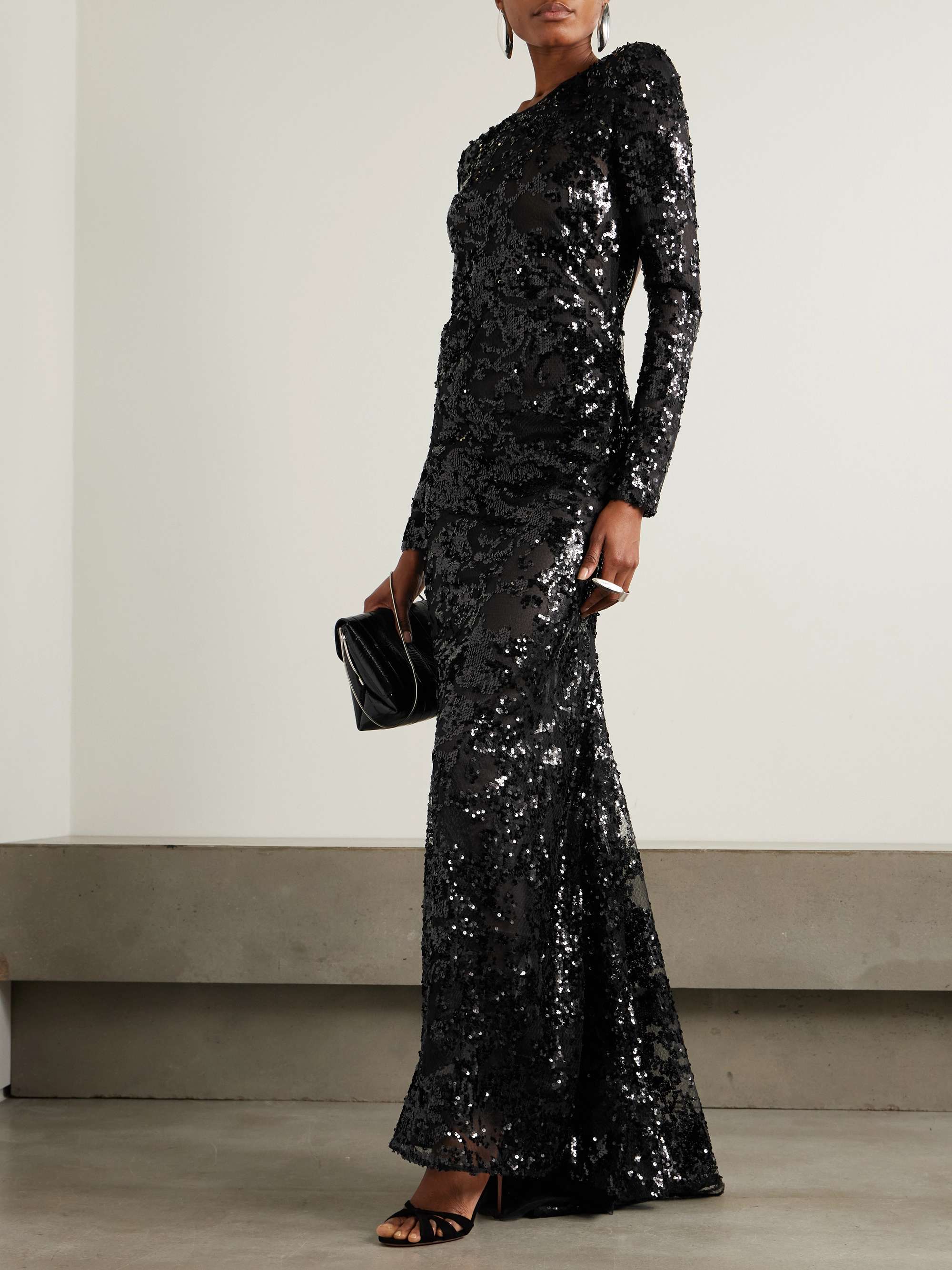 Backless sequined tulle gown view