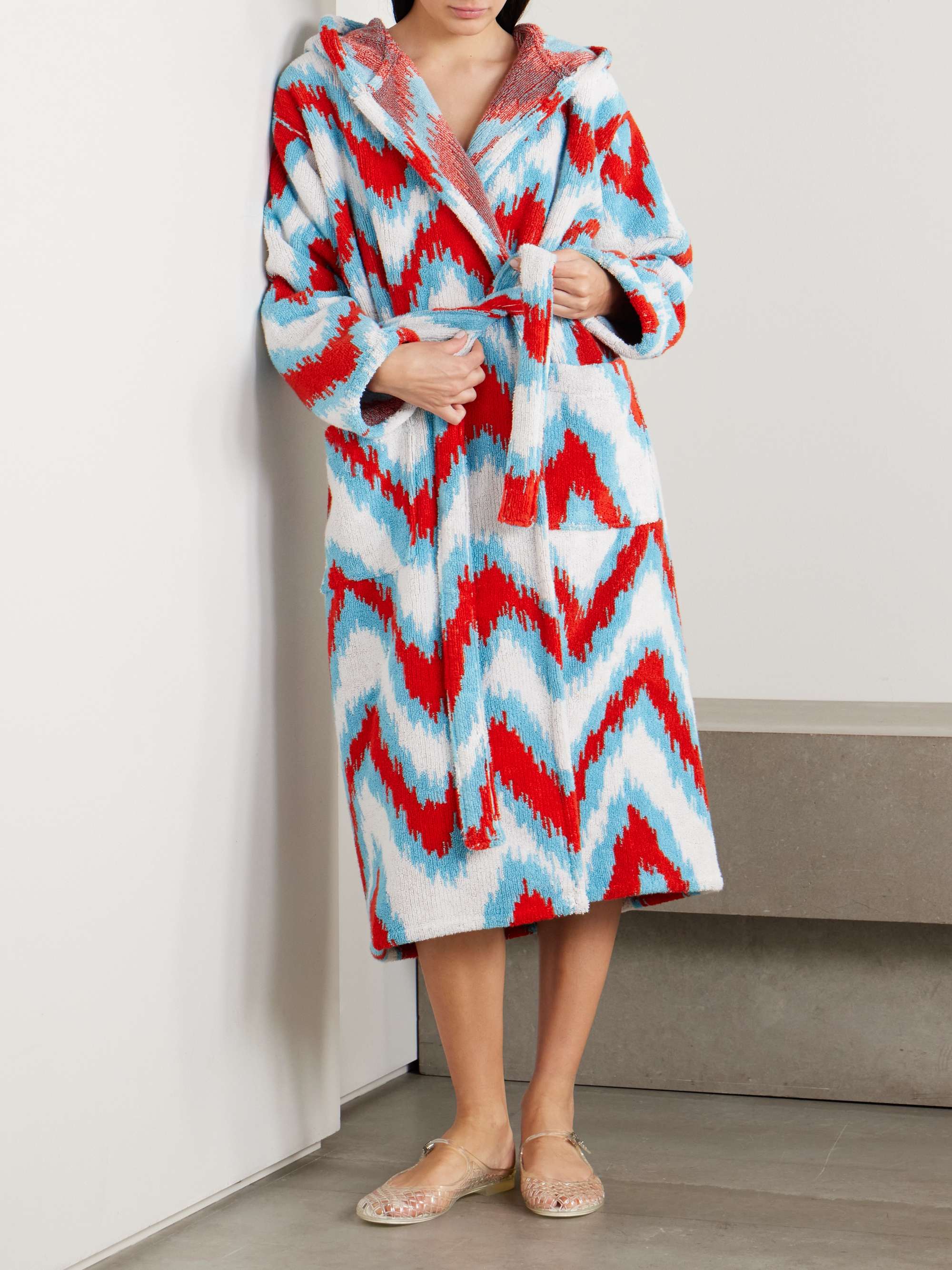 Belted striped cotton-terry robe view