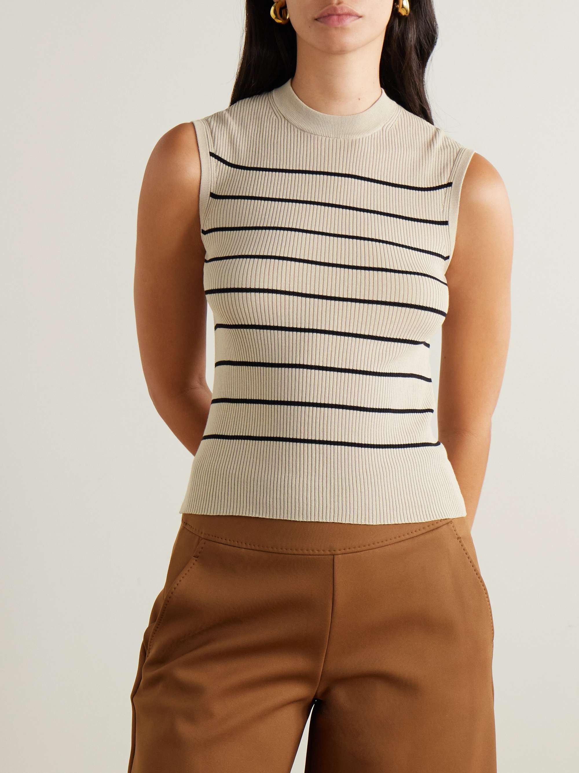 Giara striped ribbed cotton and silk-blend tank view