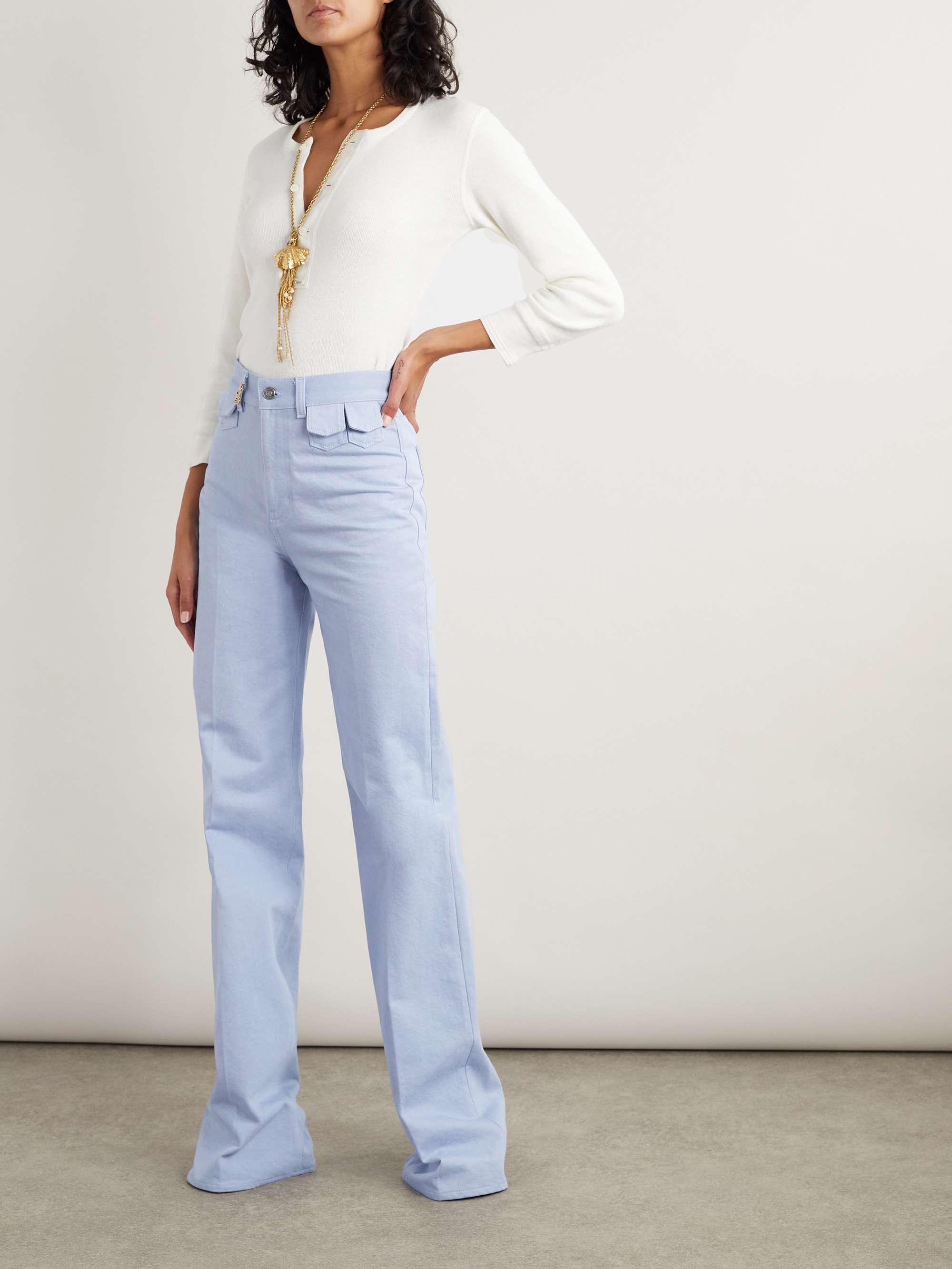 High-rise straight-leg jeans view