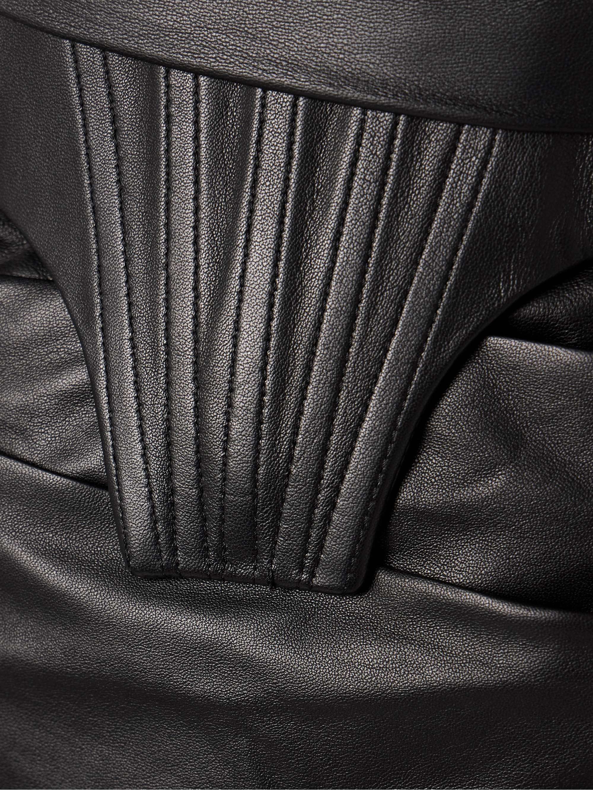Strapless ruched leather dress view