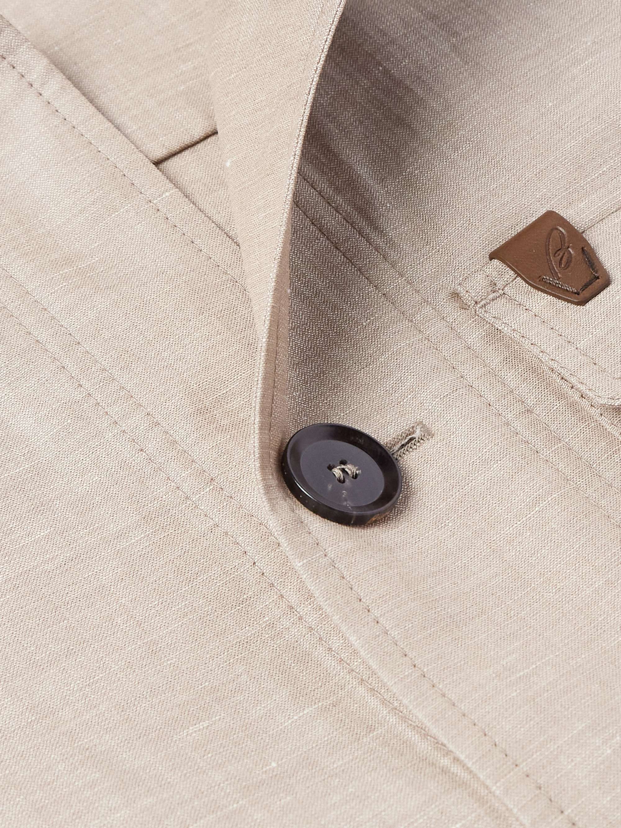 Logo-Appliquéd Wool, Linen and Silk-Blend Overshirt view