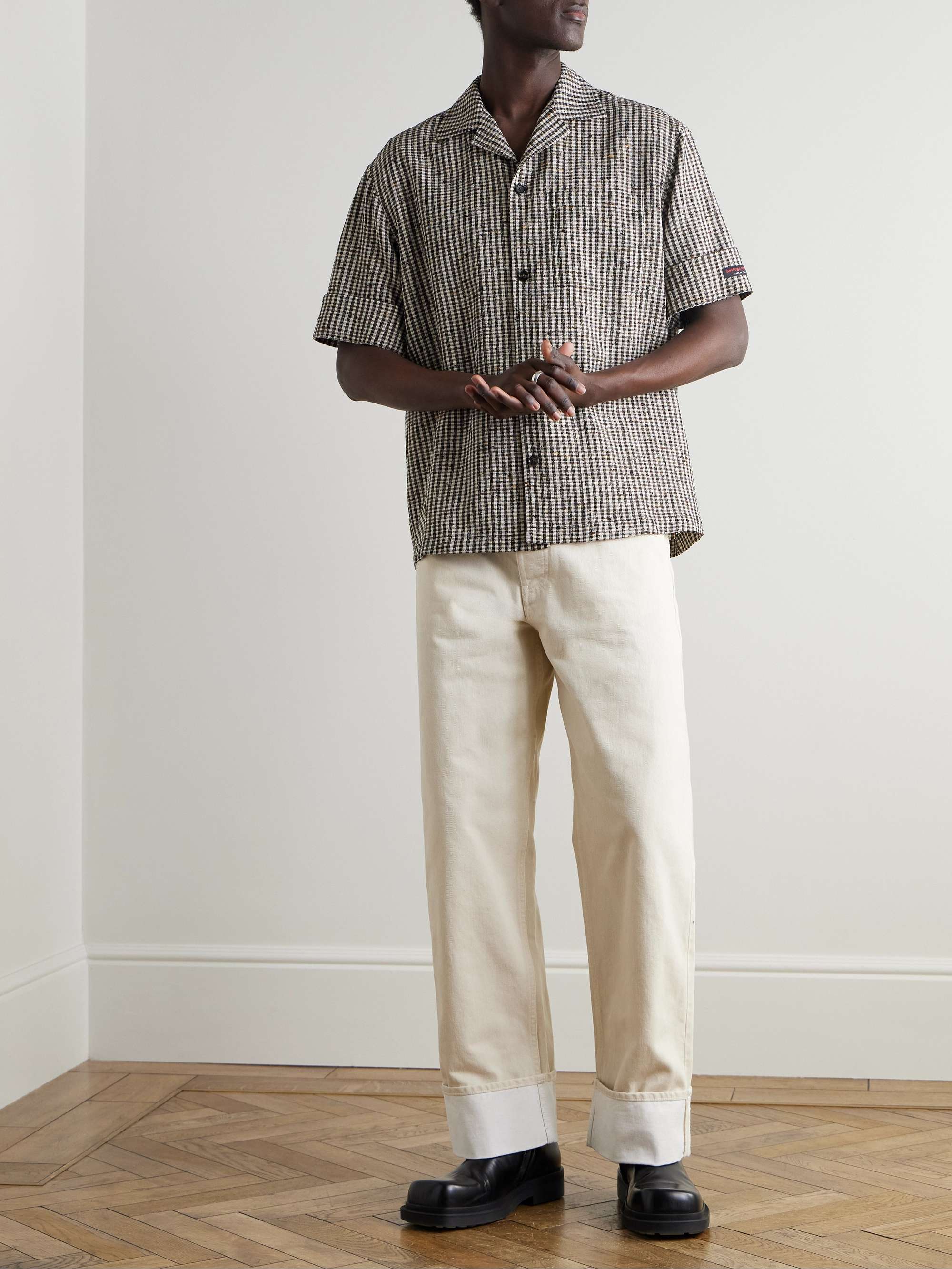 Wide-Leg Embellished Stone-Washed Jeans view