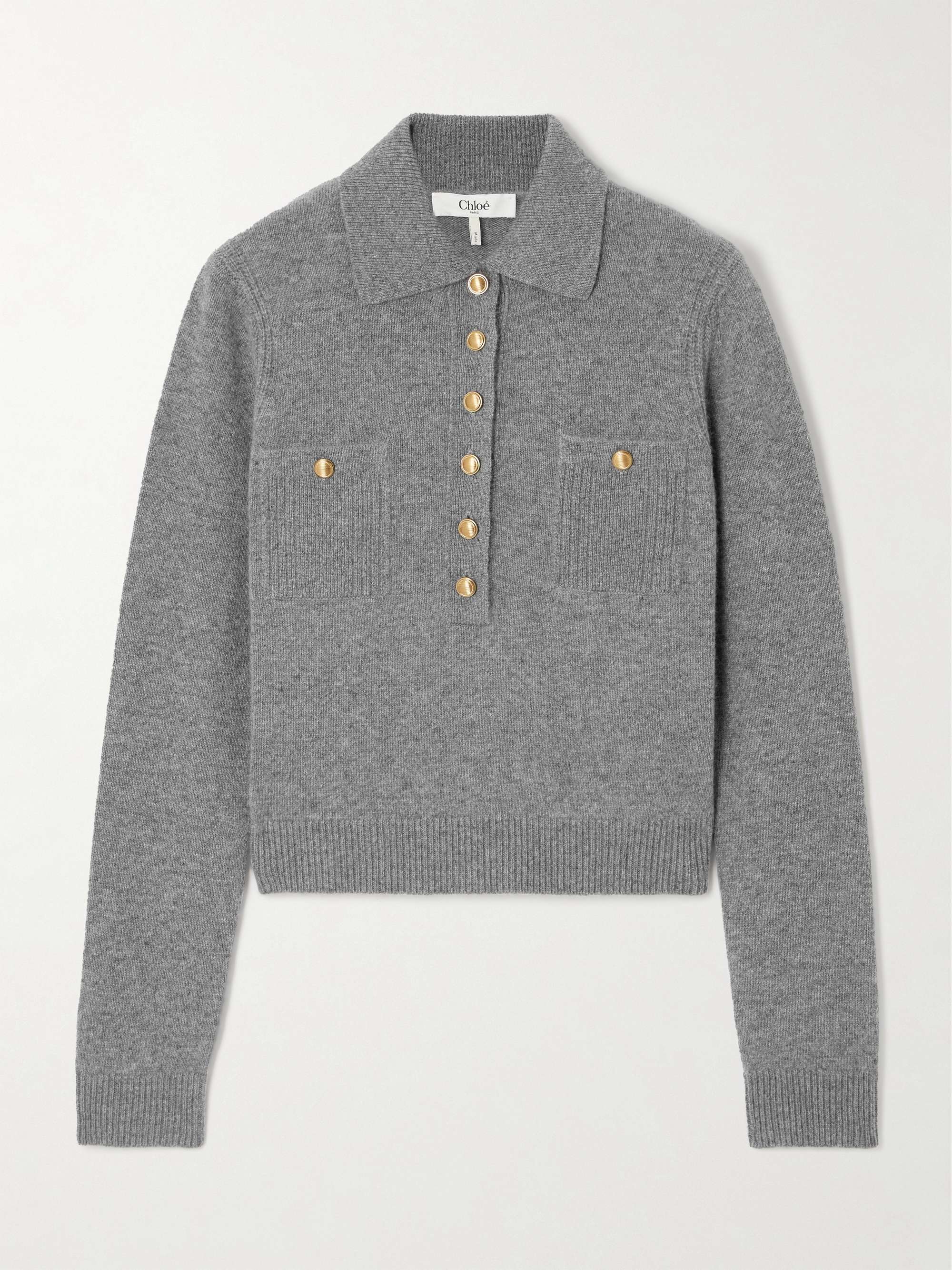 Embellished wool and cashmere-blend polo sweater view