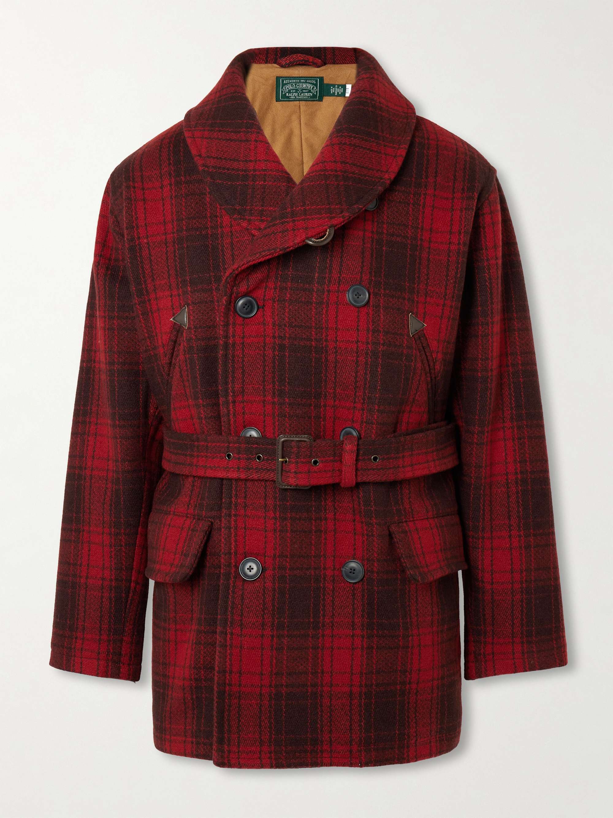 Polo Country Shawl-Collar Belted Checked Cotton Jacket view
