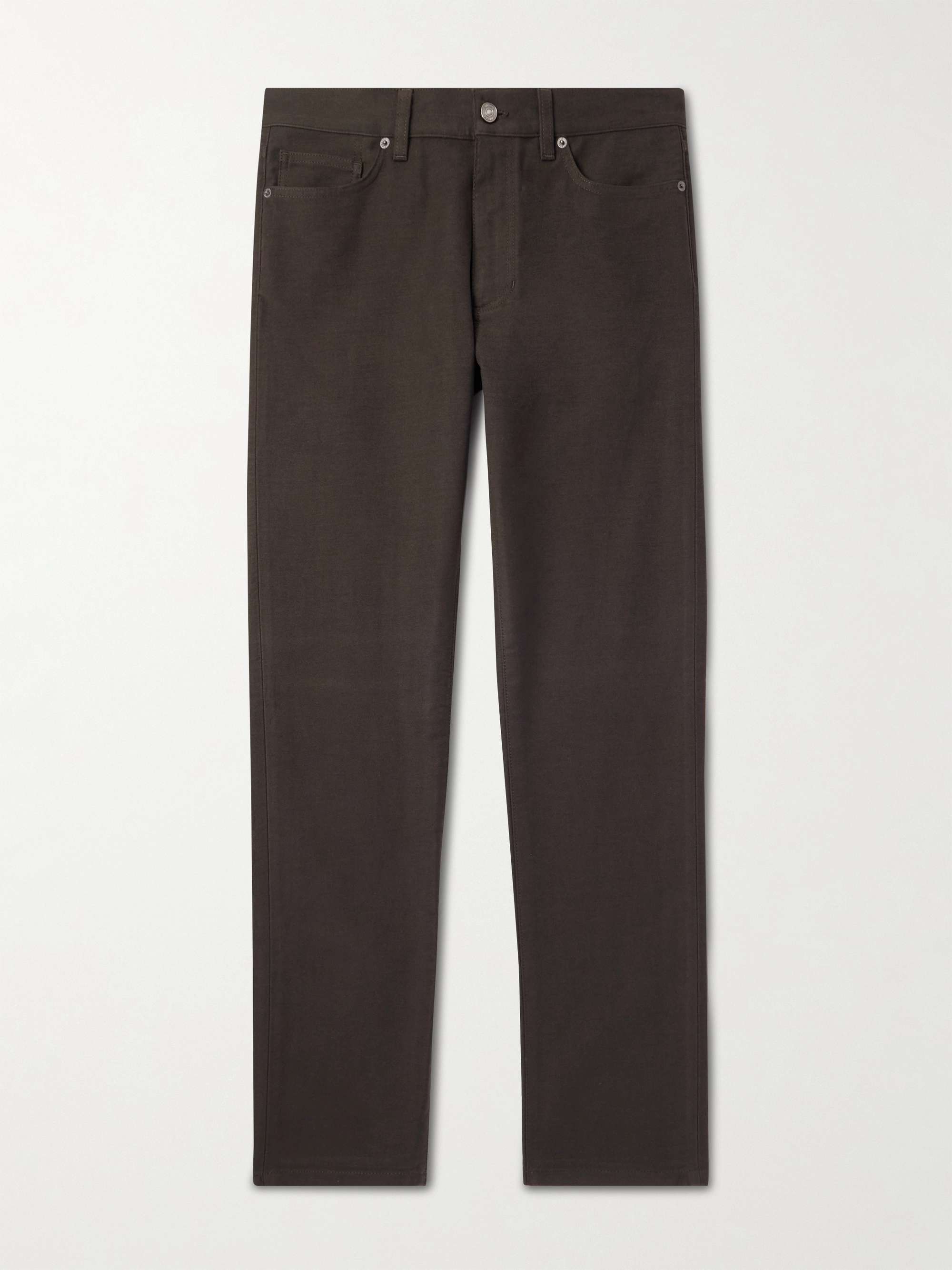 City Slim-Fit Tapered Cotton and Cashmere-Blend Trousers view