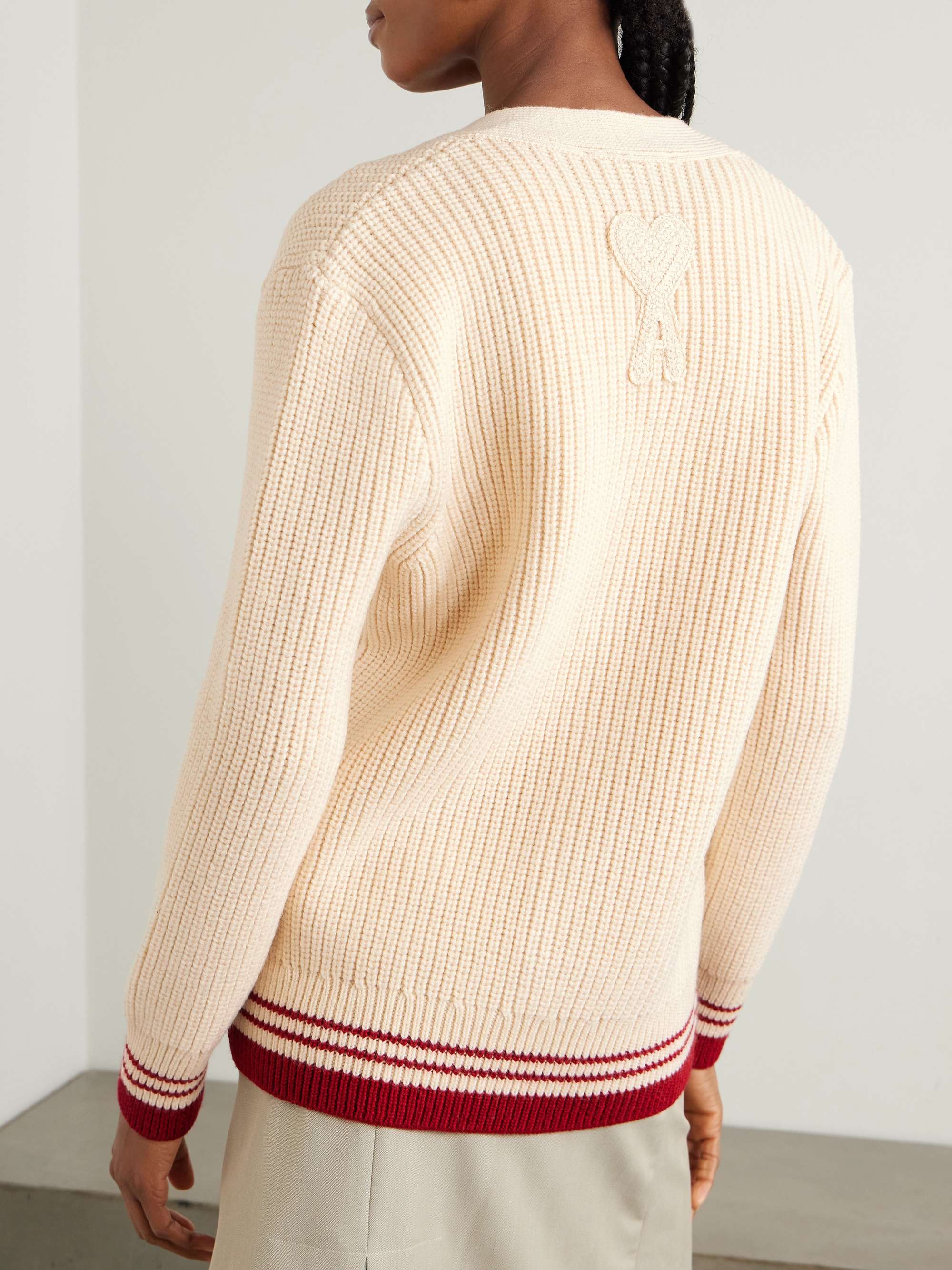 Striped ribbed wool cardigan view