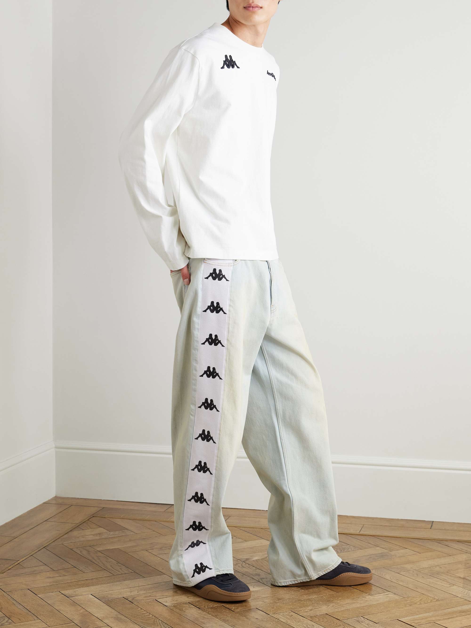 + Kappa Straight-Leg Webbing-Trimmed Jeans view