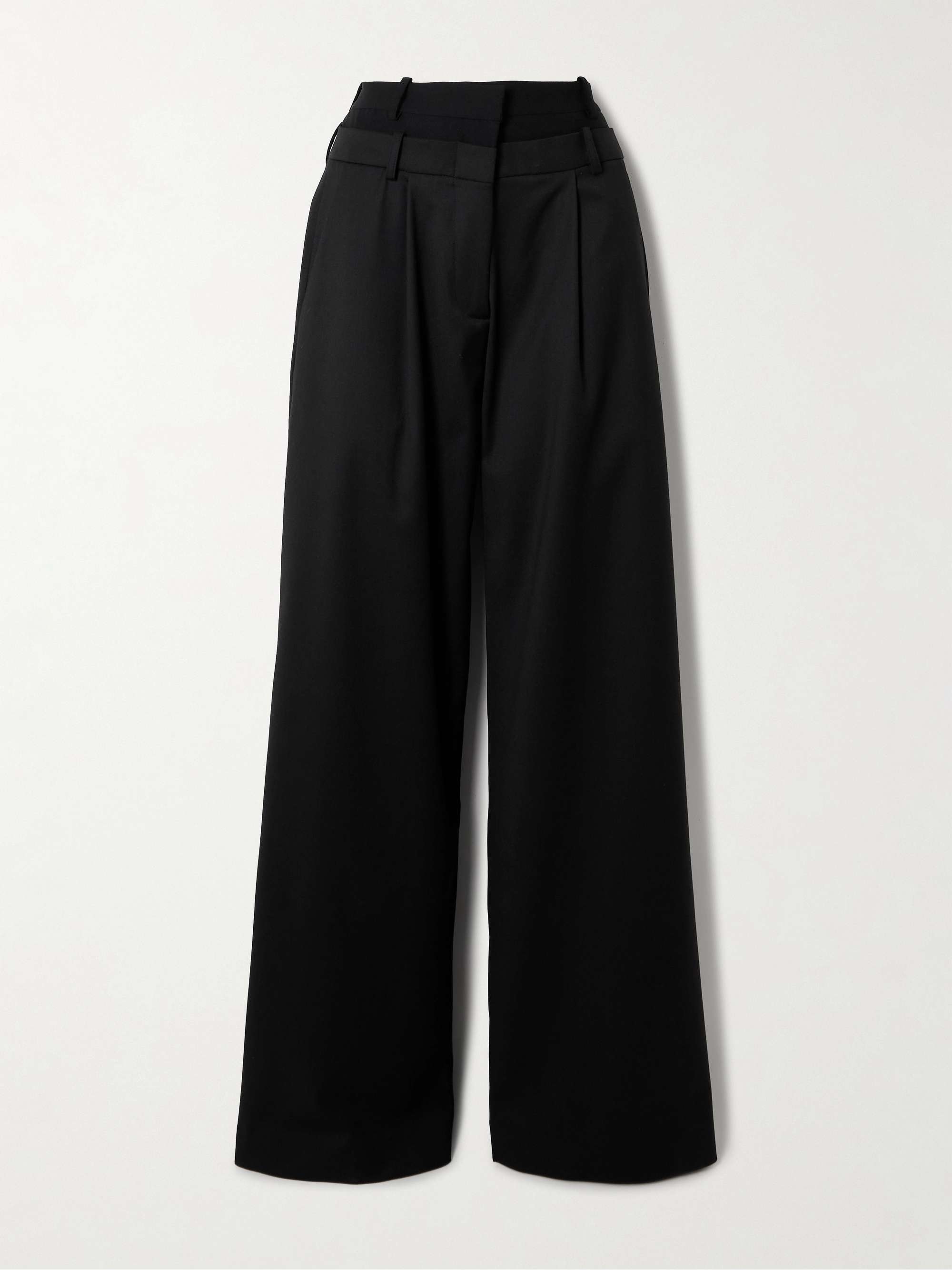 Ivlia layered pleated crepe wide-leg pants view