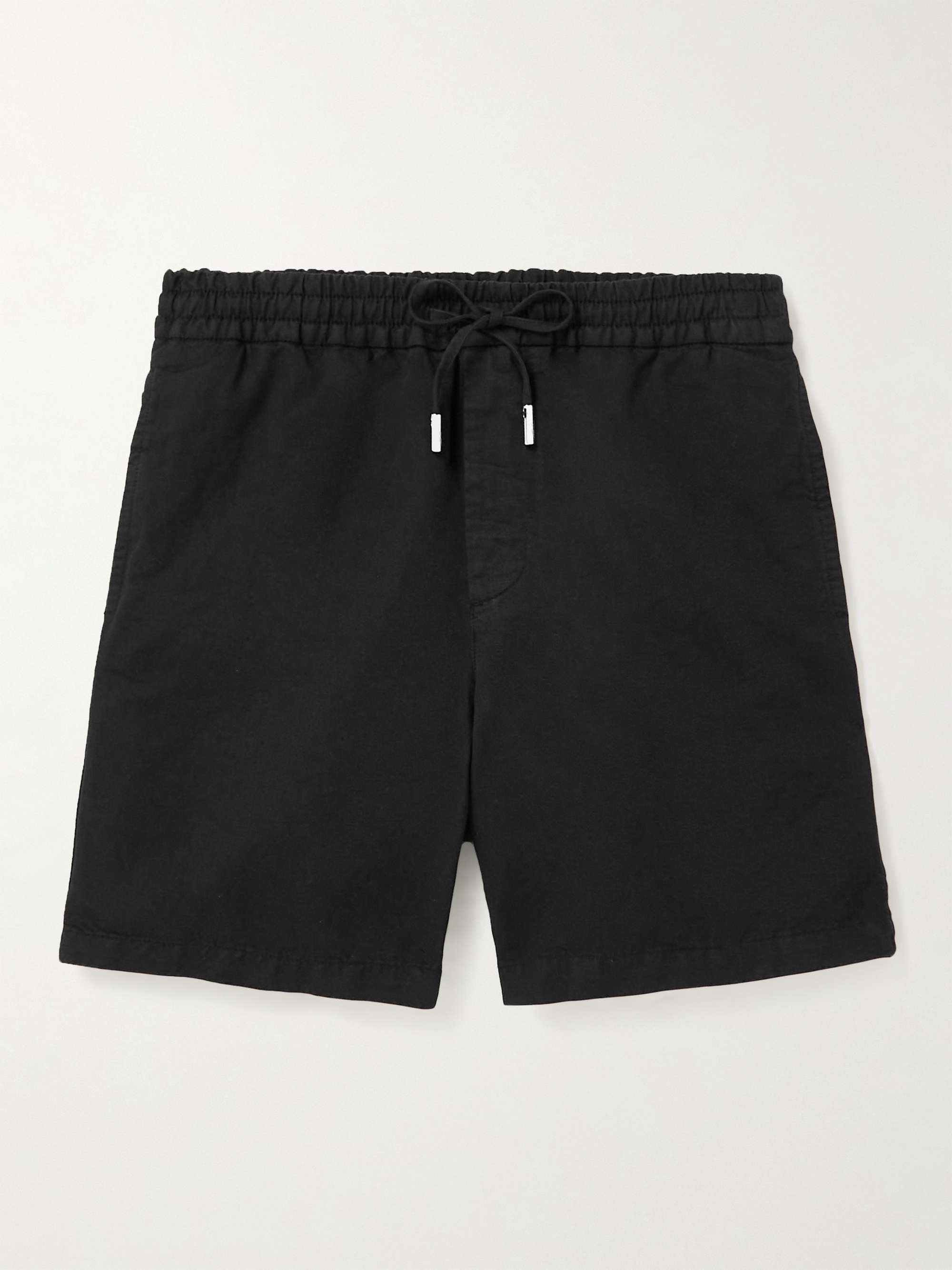 Straight-Leg Cotton and Linen-Blend Twill Drawstring Shorts view