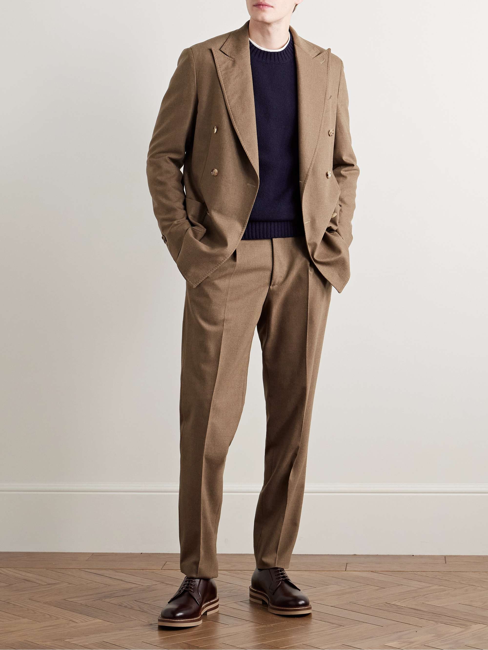 Unstructured Double-Breasted Wool-Blend Suit Jacket view