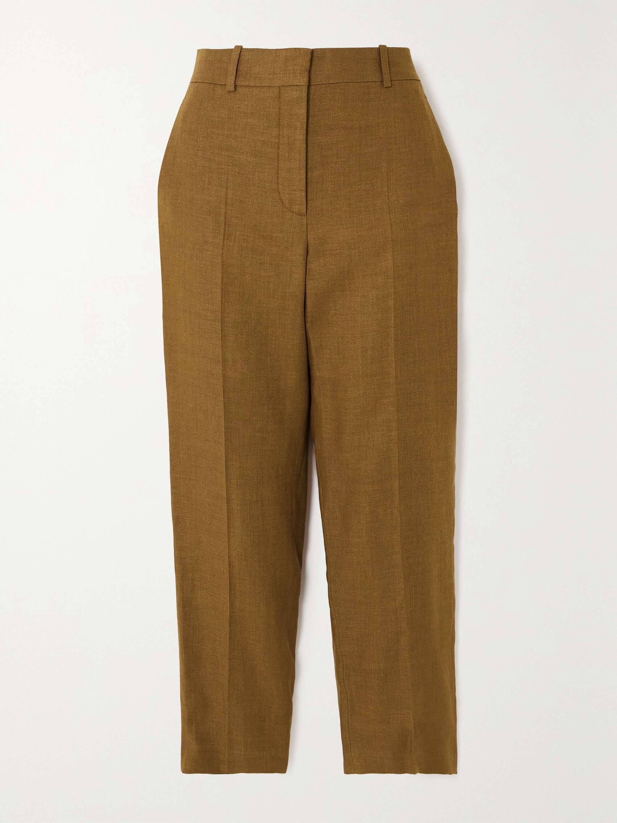 Cropped linen and wool-blend tapered pants view