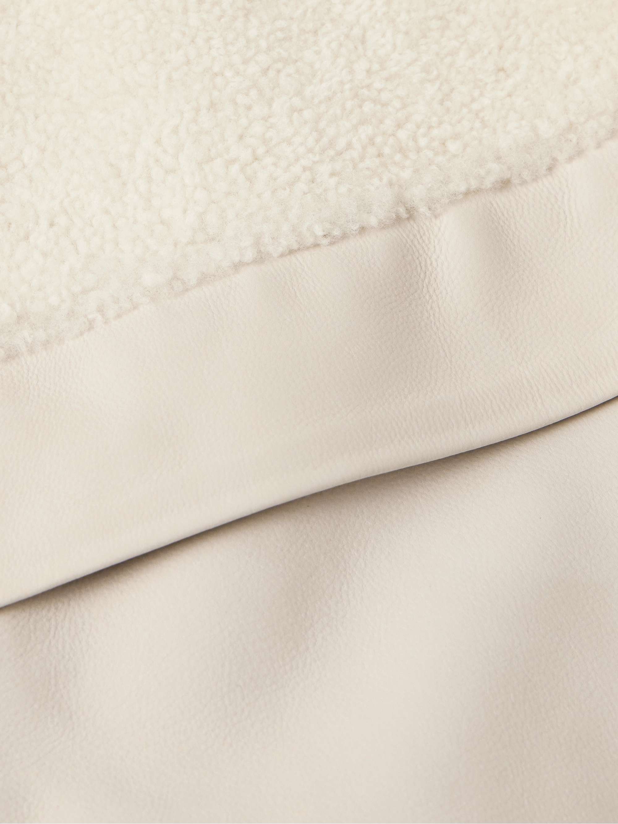 Leather-Trimmed Shearling Hooded Jacket view