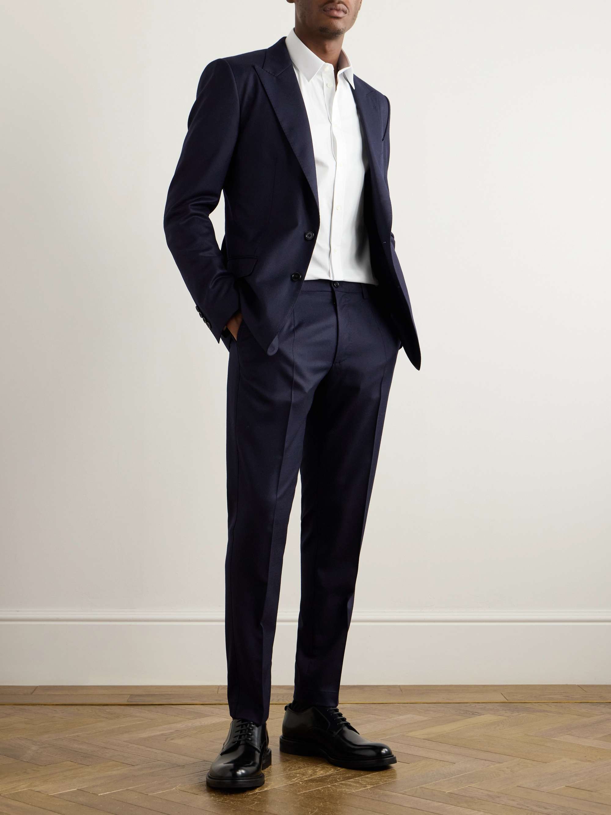 Slim-Fit Tapered Wool-Flannel Trousers view