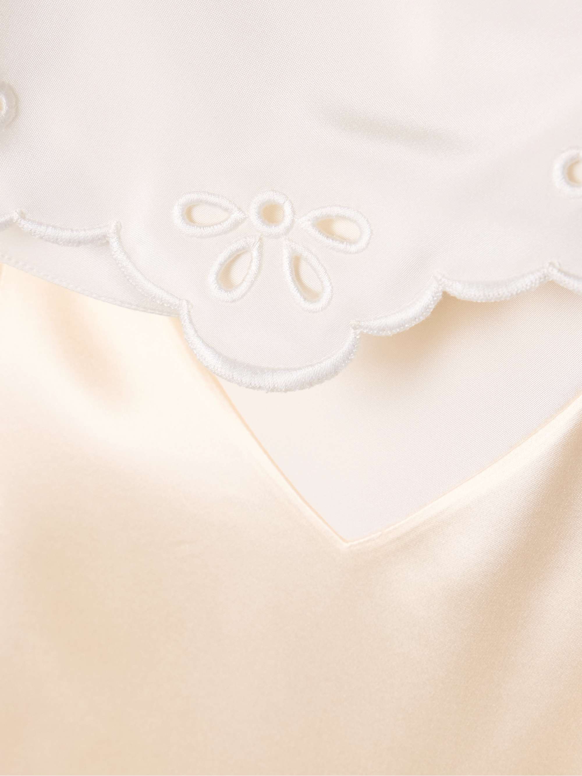 Fragolina draped broderie anglaise-paneled silk-satin midi dress view