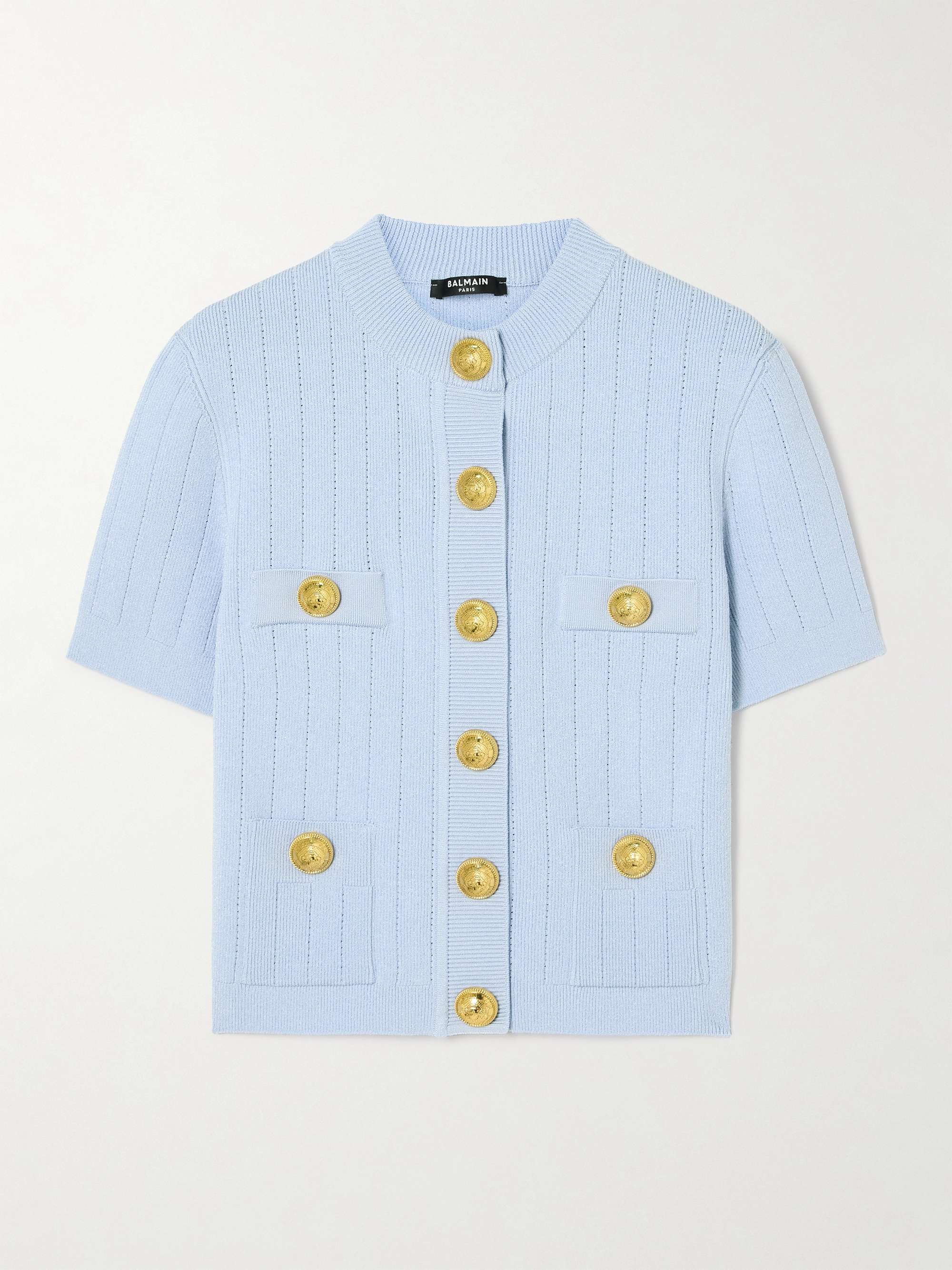 Embellished ribbed-knit cardigan view