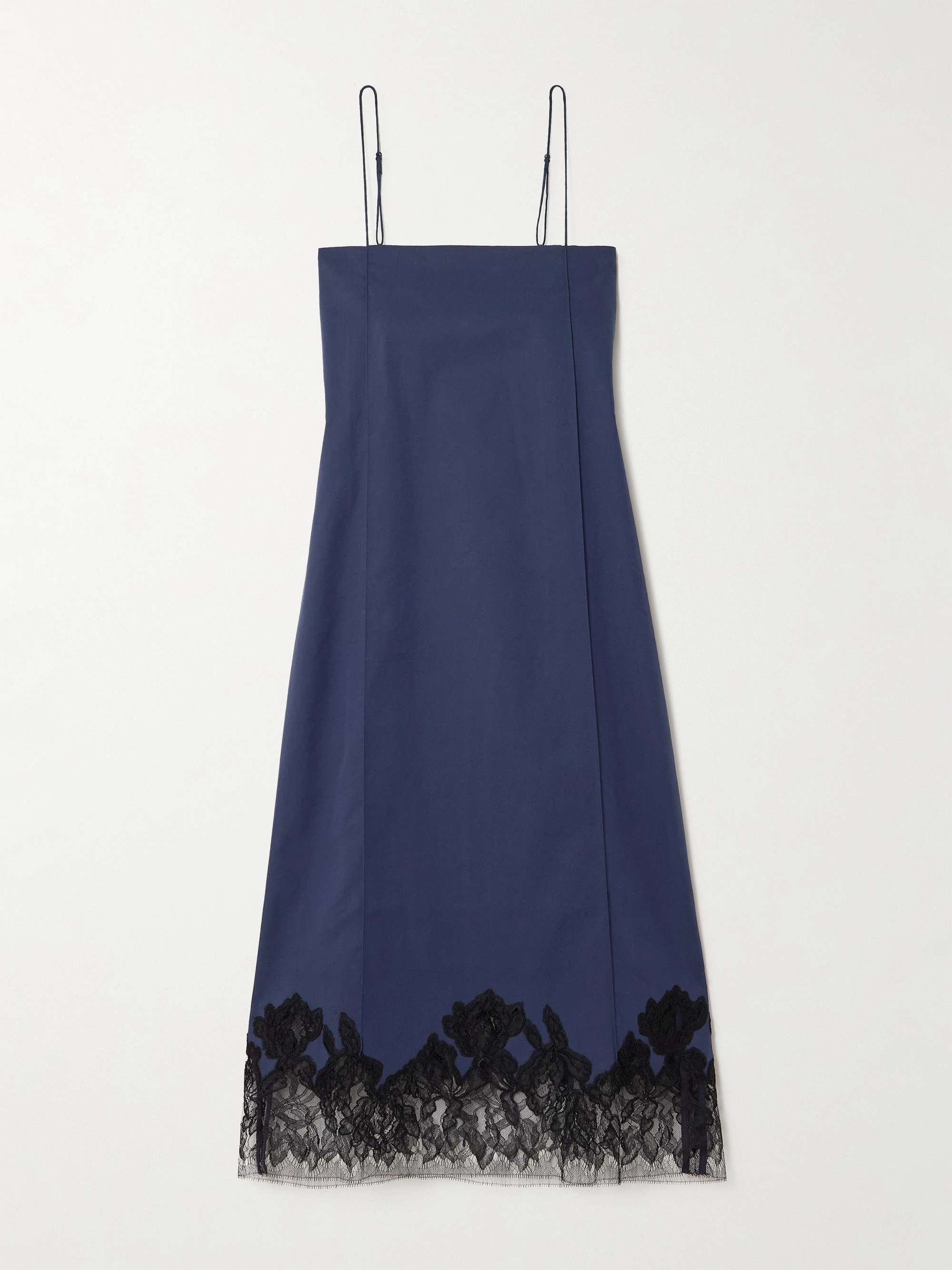 Elsain lace-trimmed cotton-blend twill midi dress view