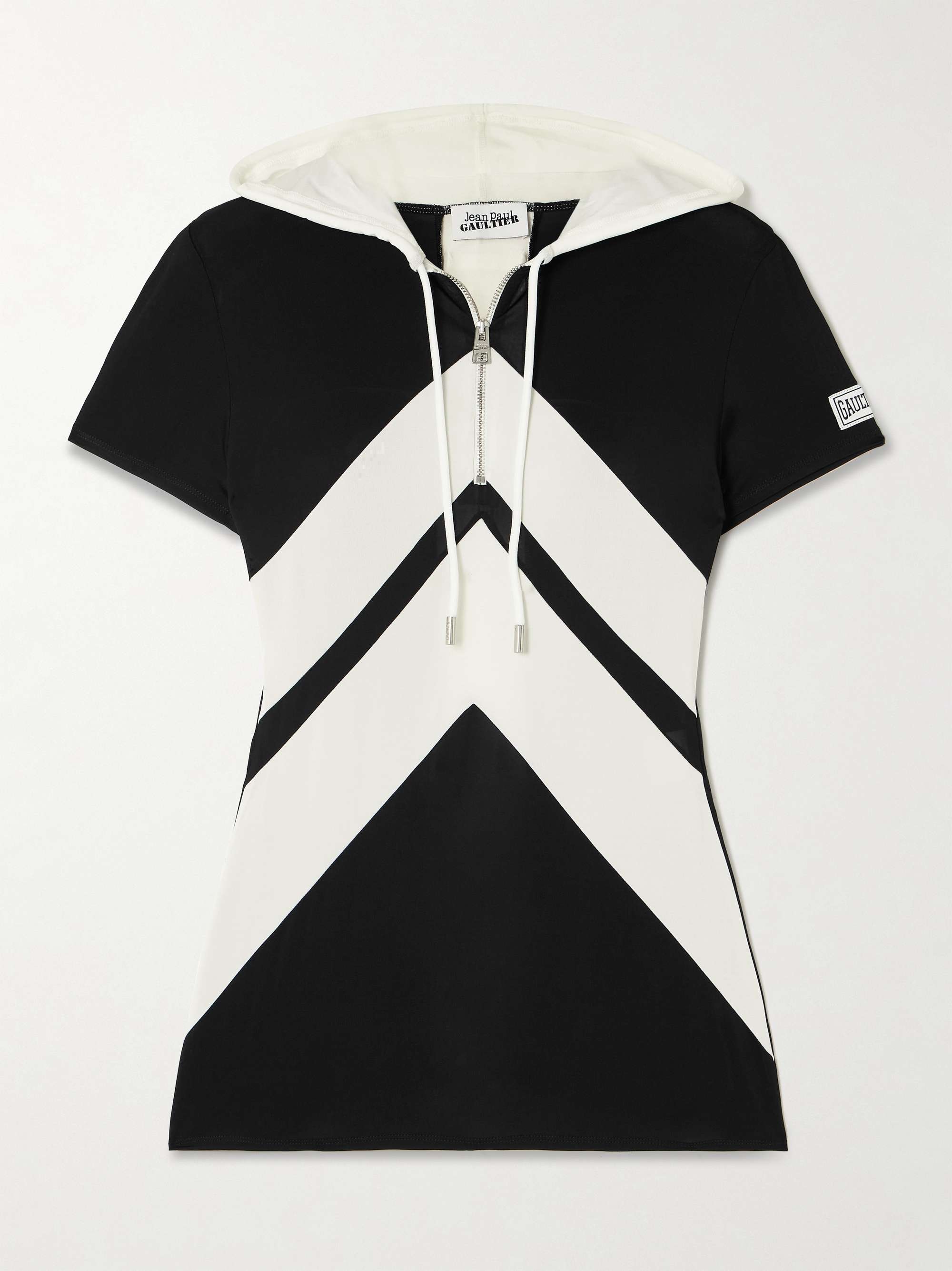 Hooded two-tone jersey half-zip T-shirt view