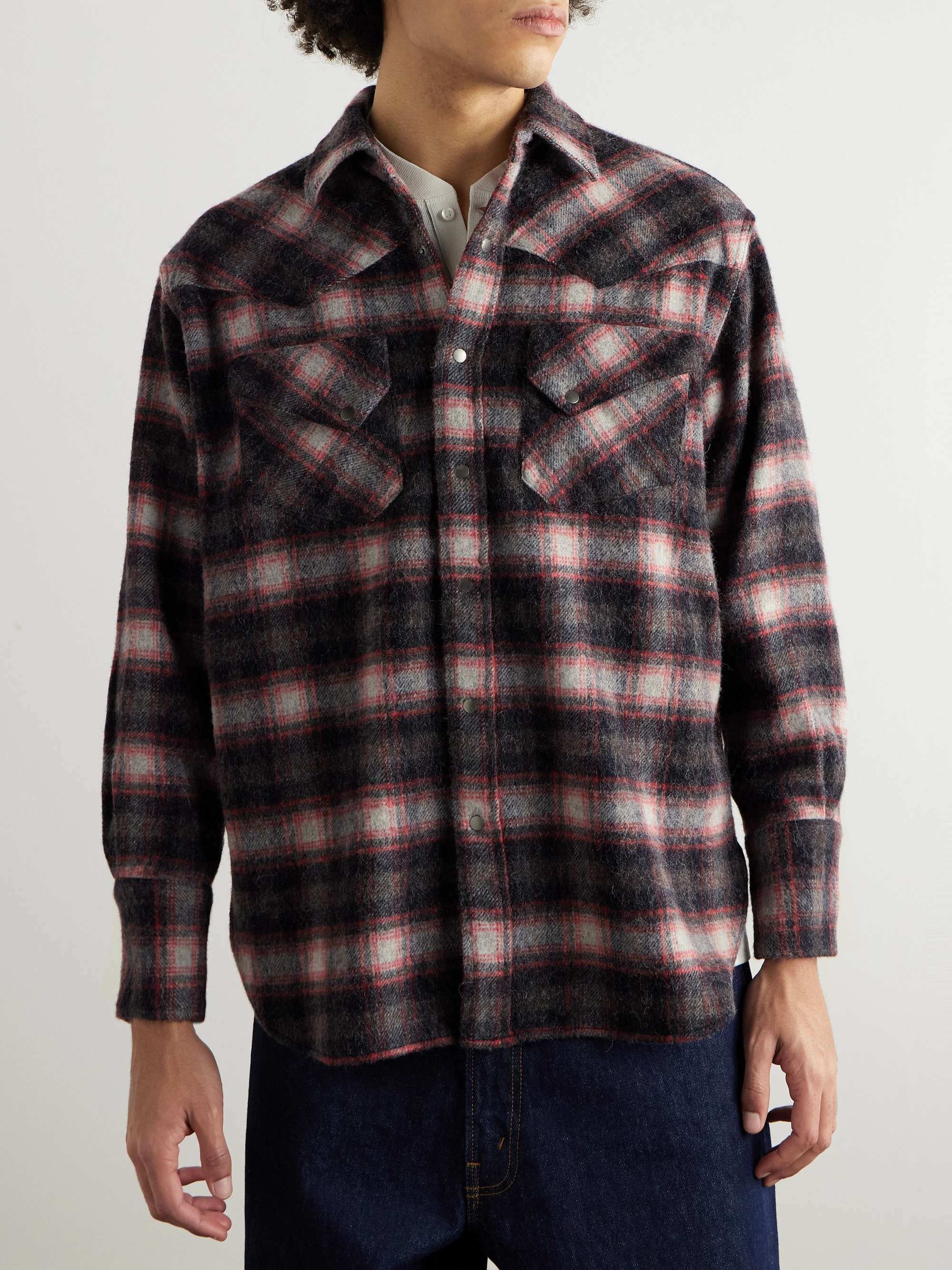 Checked Wool-Blend Overshirt view