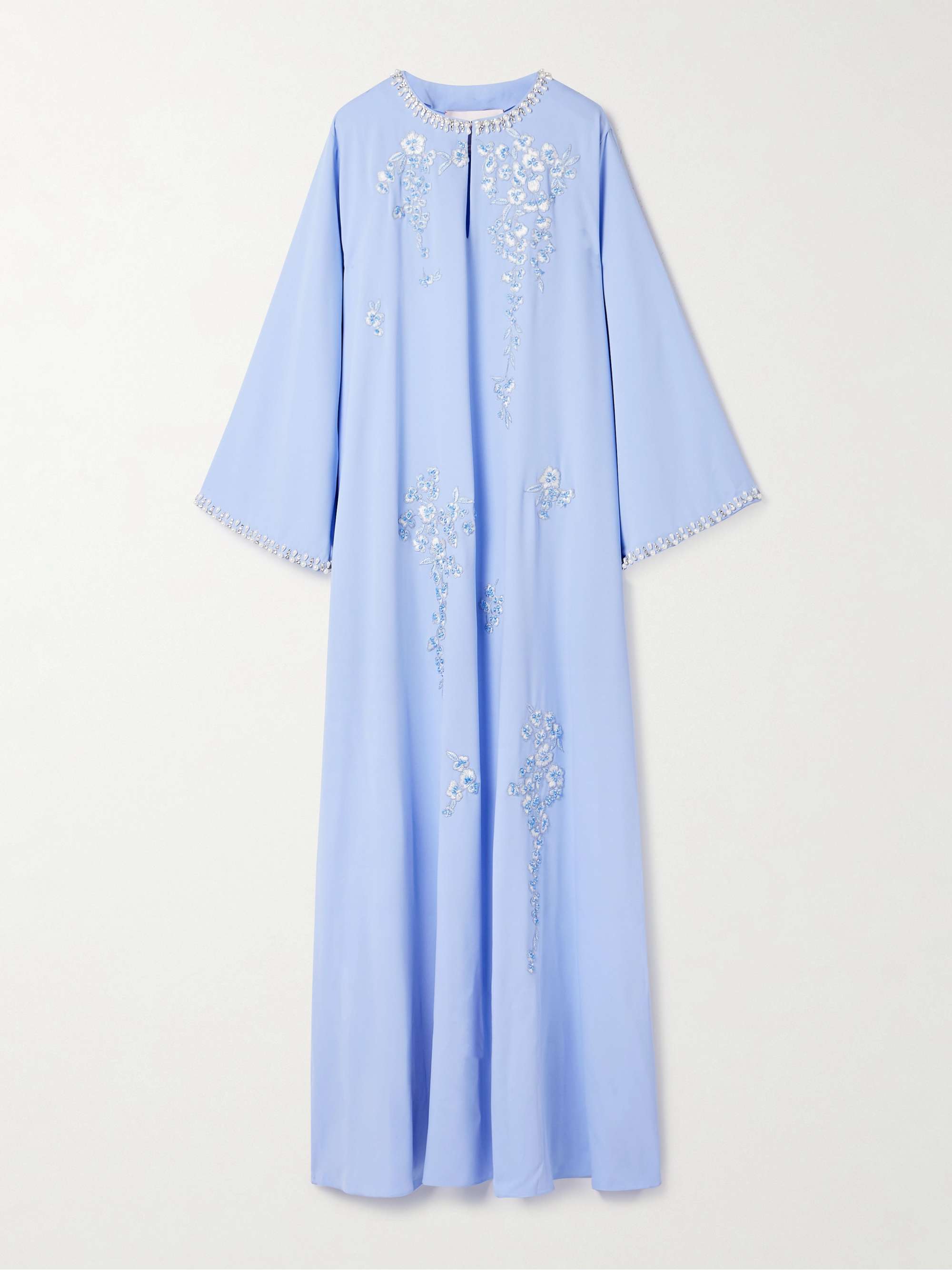 Embellished embroidered crepe gown view