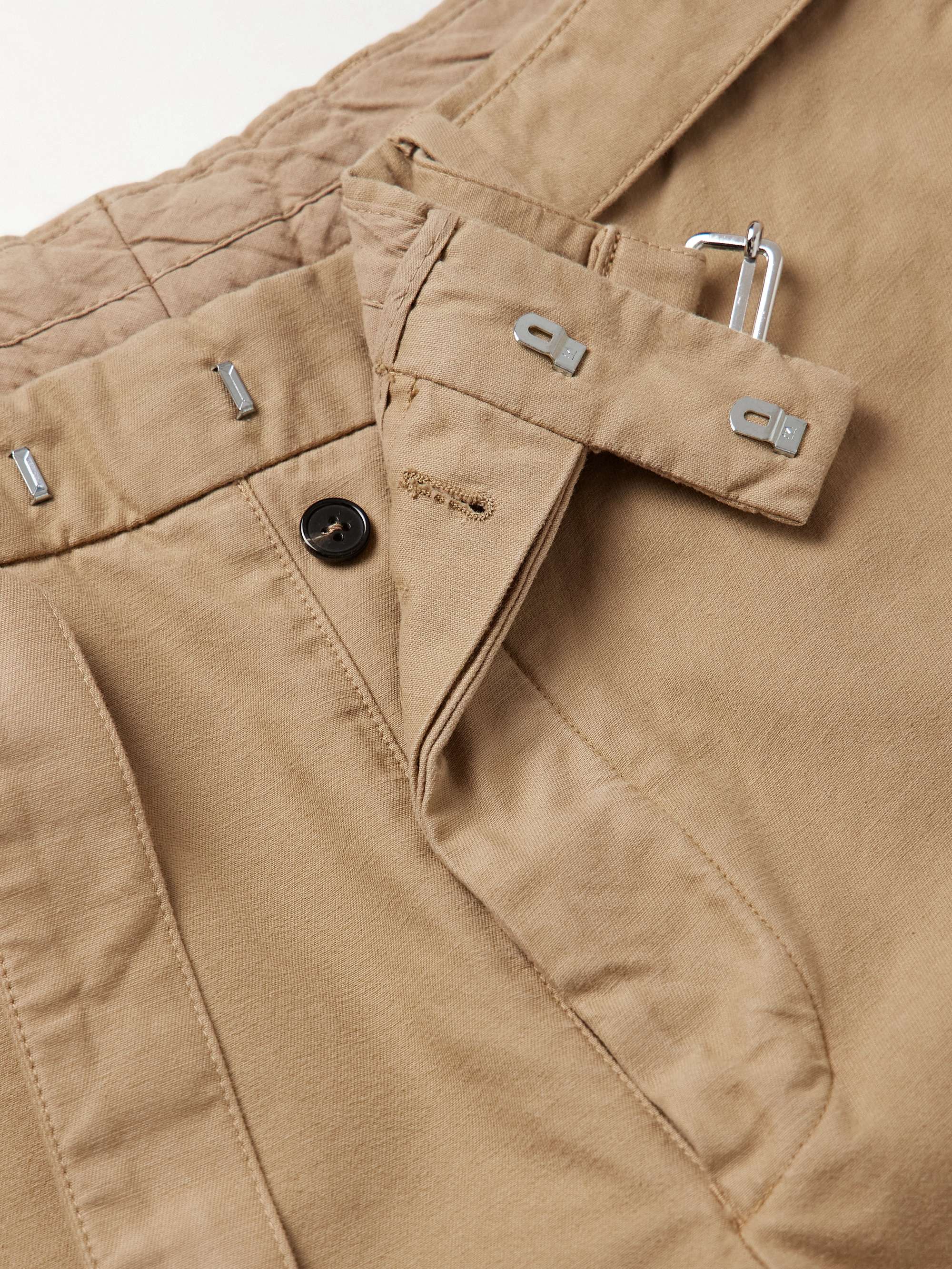 Tapered Belted Garment-Dyed Cotton-Twill Trousers view