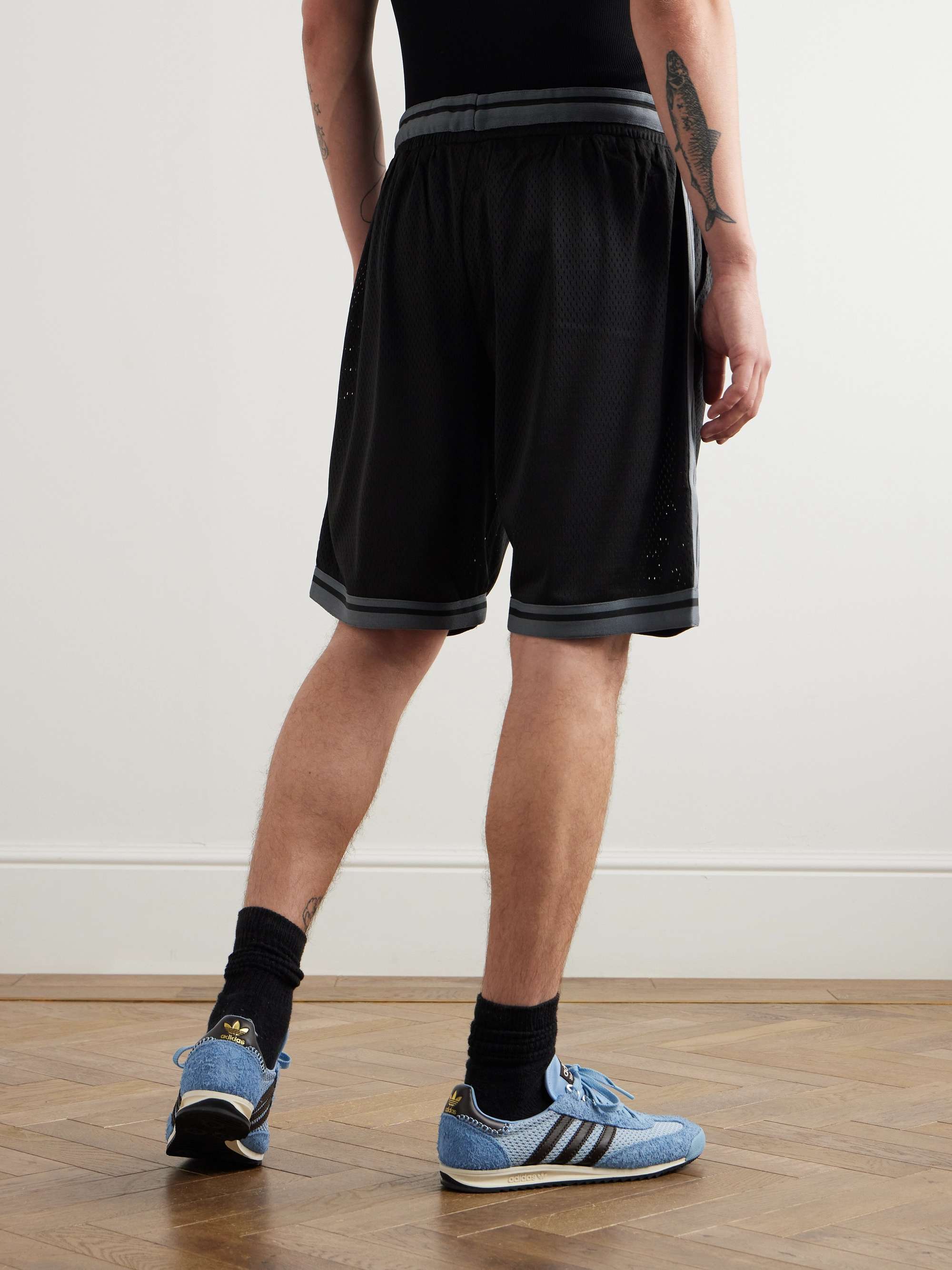 League Straight-Leg Webbing-Trimmed Mesh Drawstring Shorts view