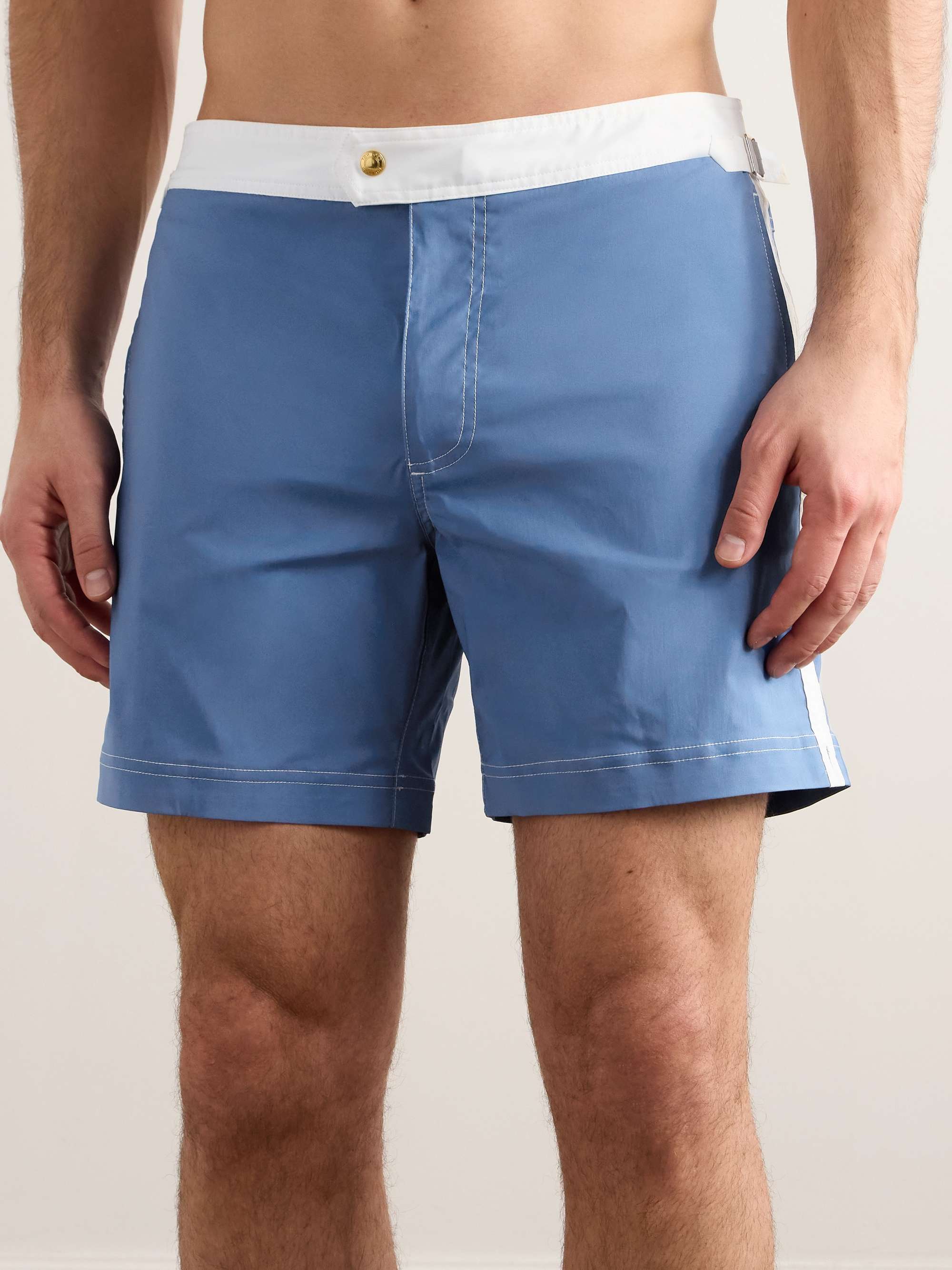 Slim-Fit Mid-Length Striped Swim Shorts view