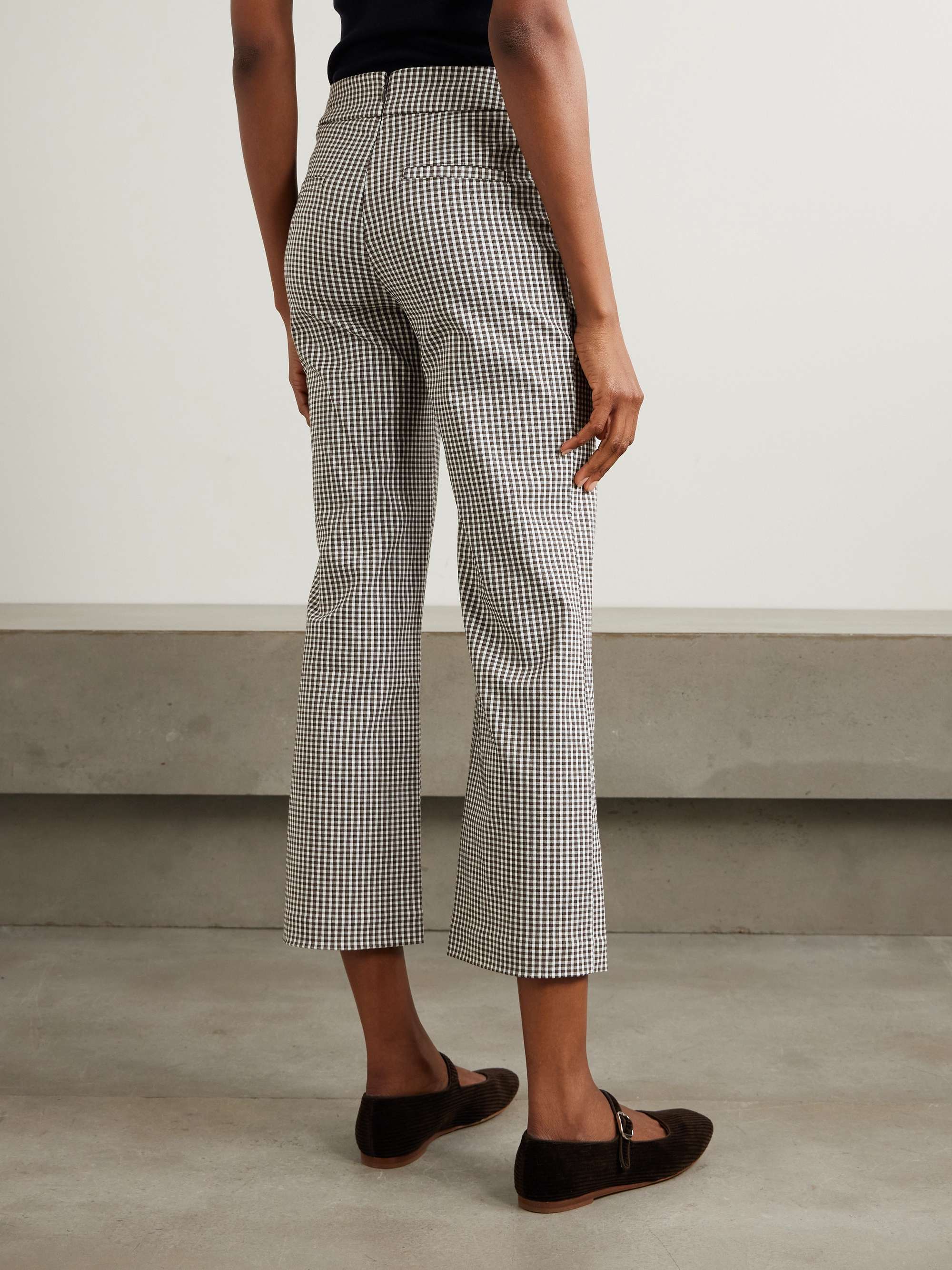Knack cropped gingham stretch-cady flared pants view