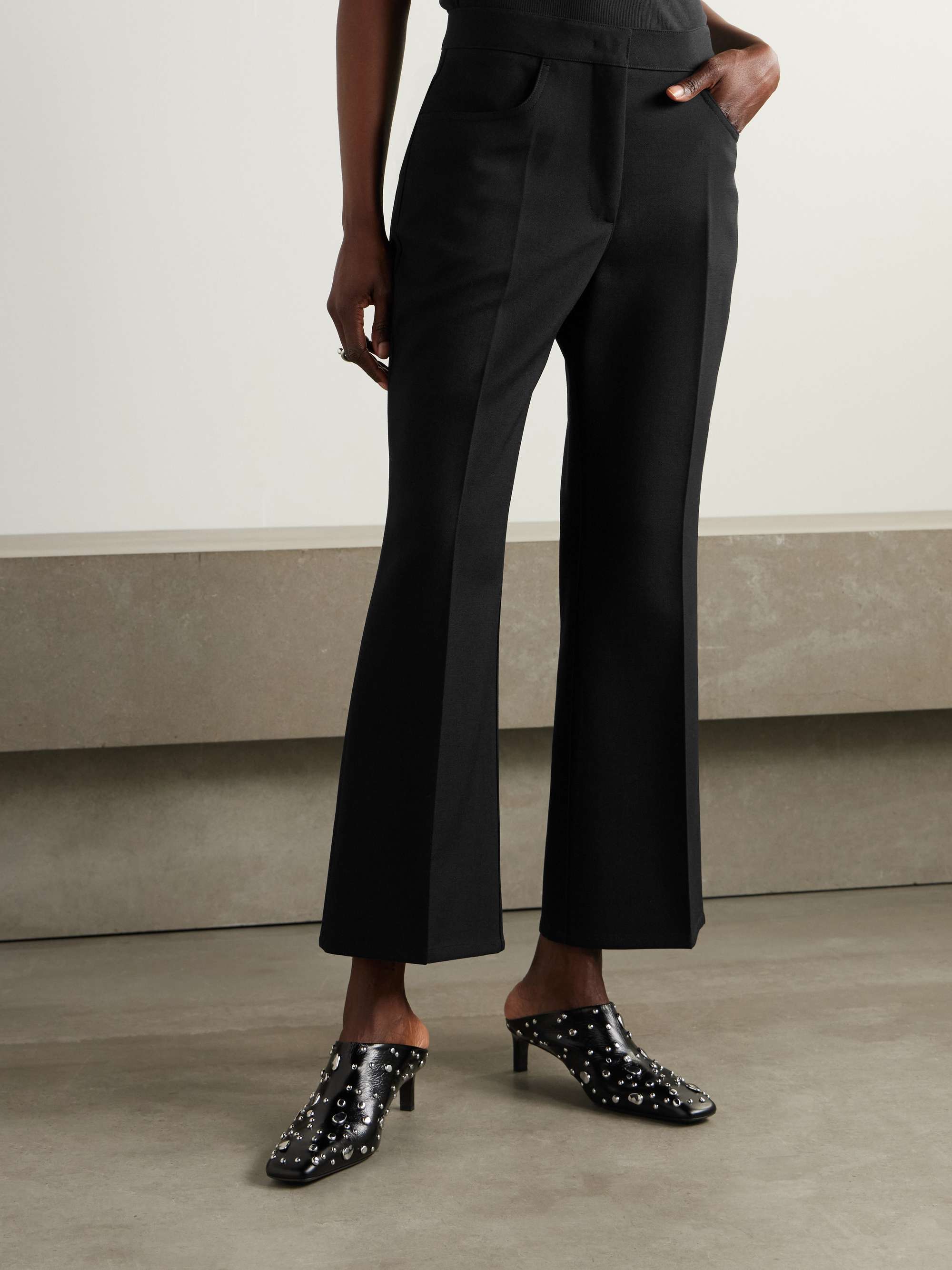 Cropped wool-crepe flared pants view